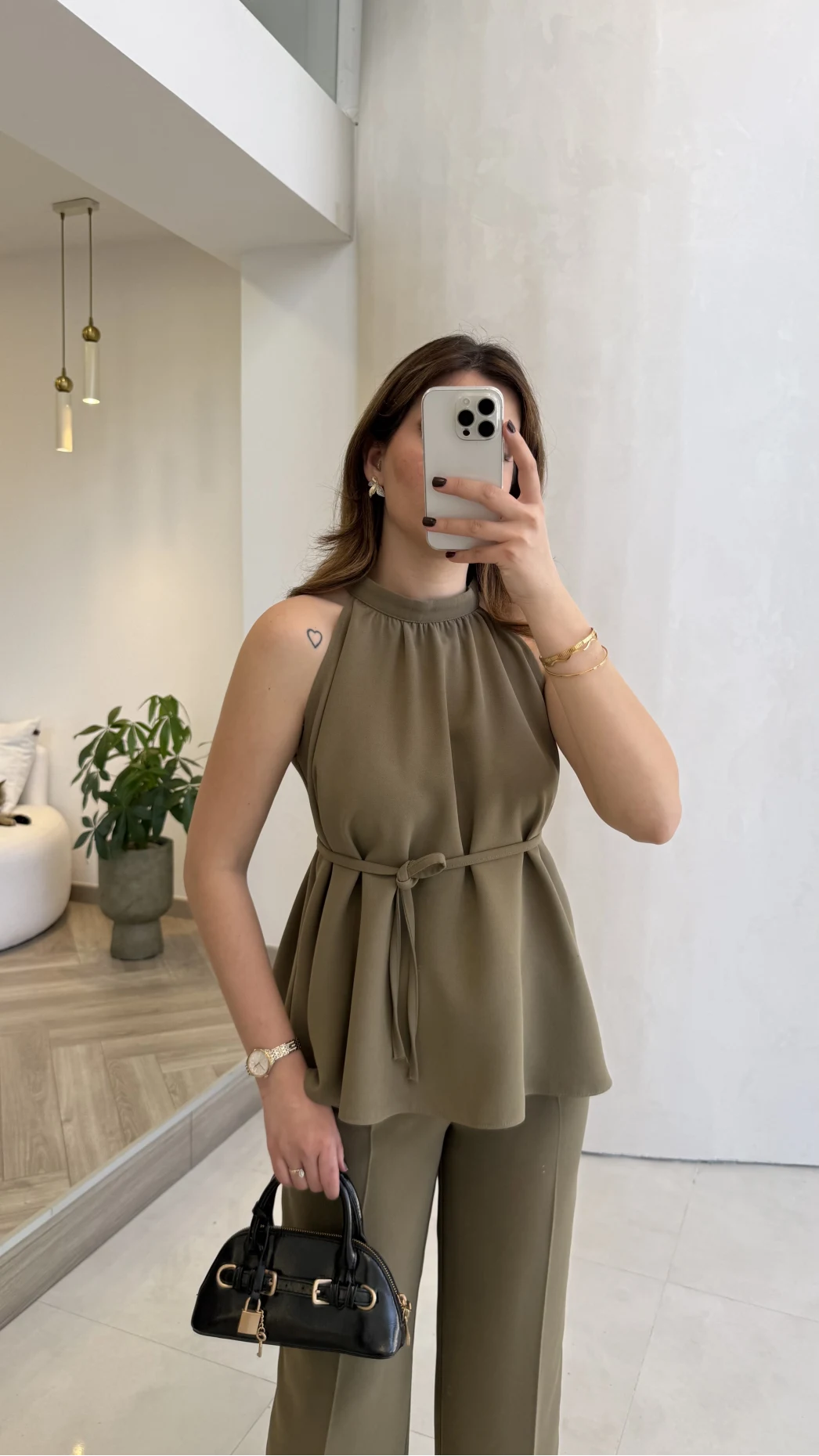 Fera Bağlama Detaylı Takım - Haki - Kod: 8920