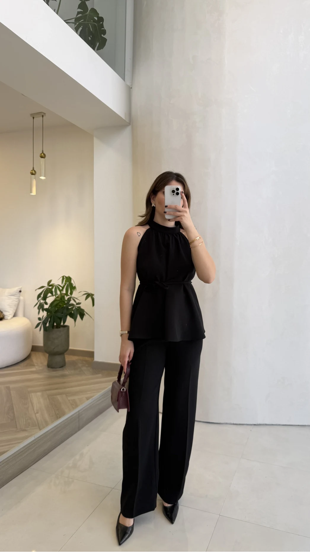 Fera Bağlama Detaylı Takım - Siyah - Kod: 8920