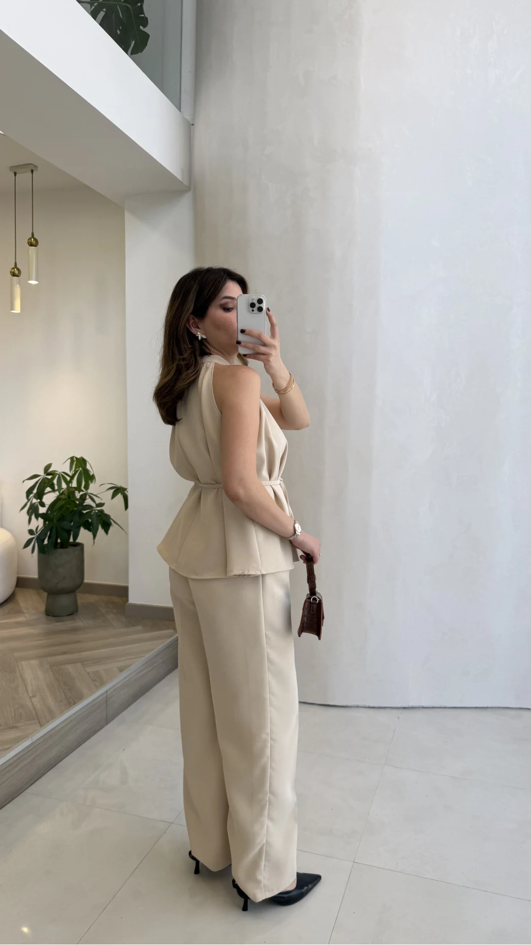 Fera Bağlama Detaylı Takım - Taş - Kod: 8920