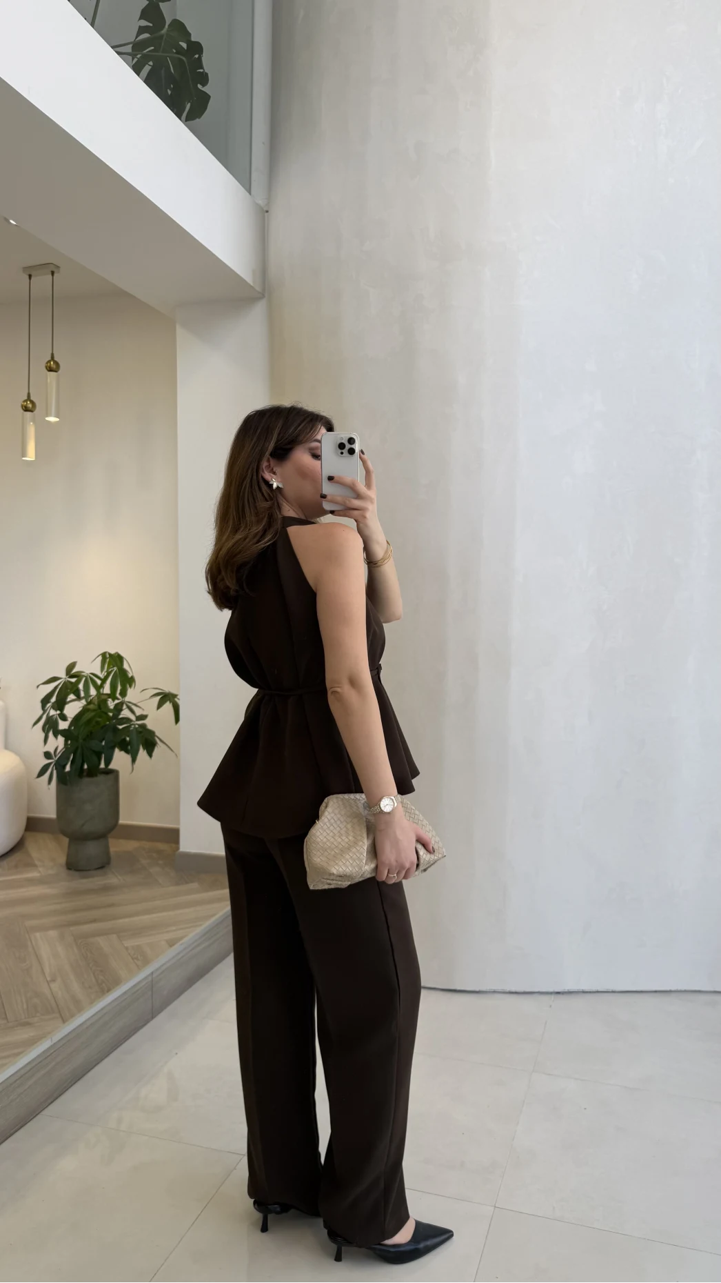 Fera Bağlama Detaylı Takım - Kahve - Kod: 8920