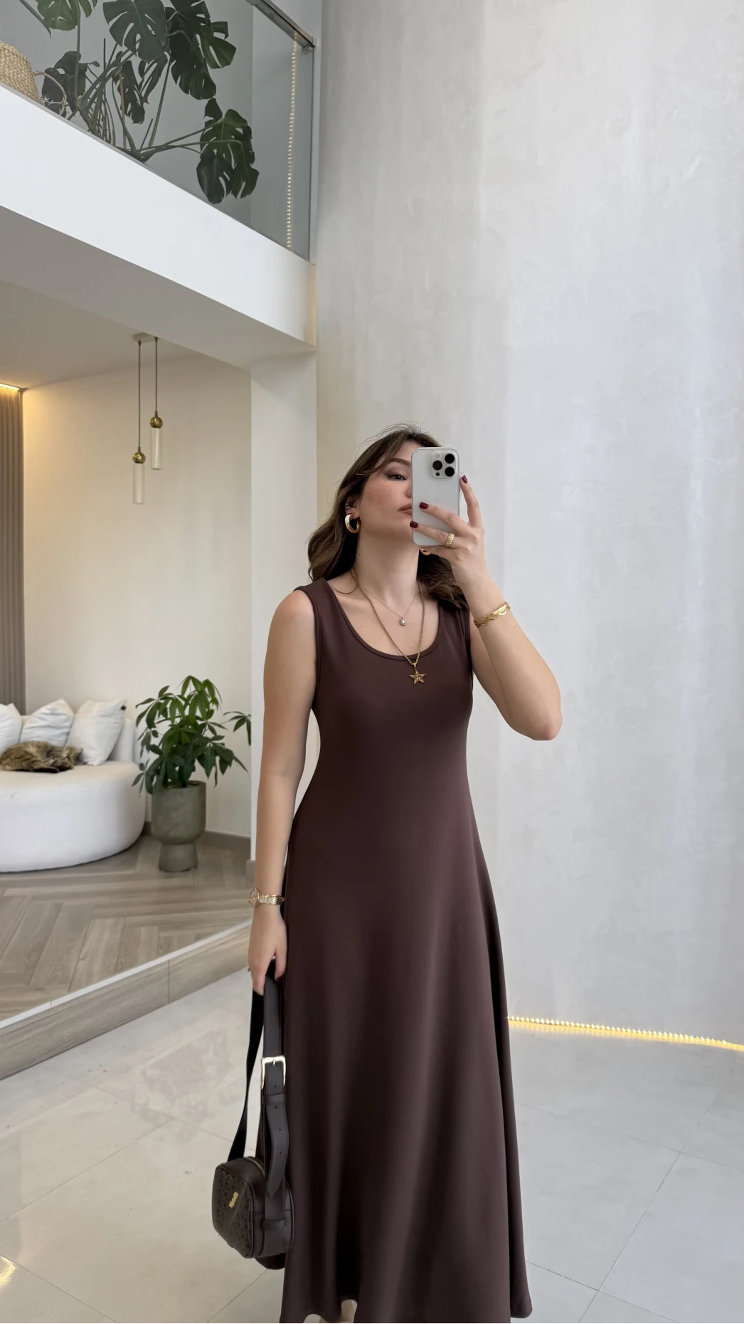 Bluzlu İkili Takım Elbise - Kahverengi - Kod: 4064