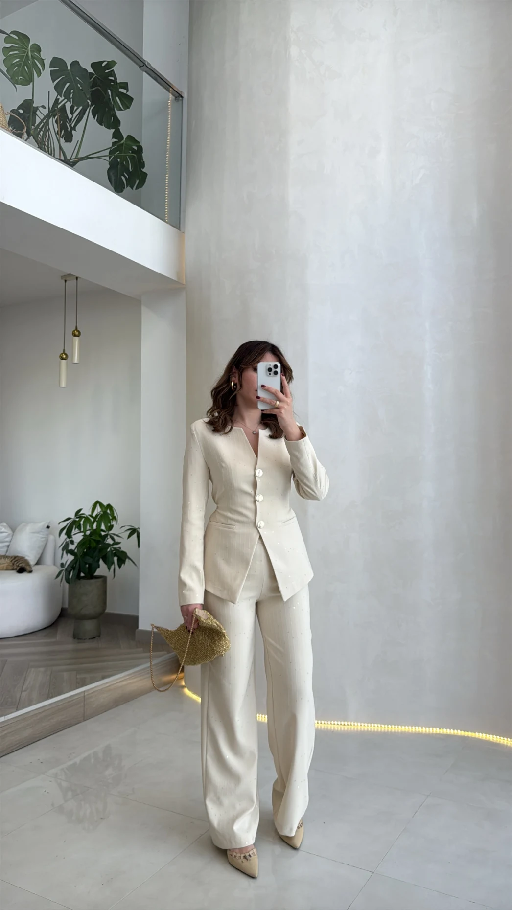 Sim ve Pul Detay Ceket Pantolon Takım - Taş - Kod: 80322