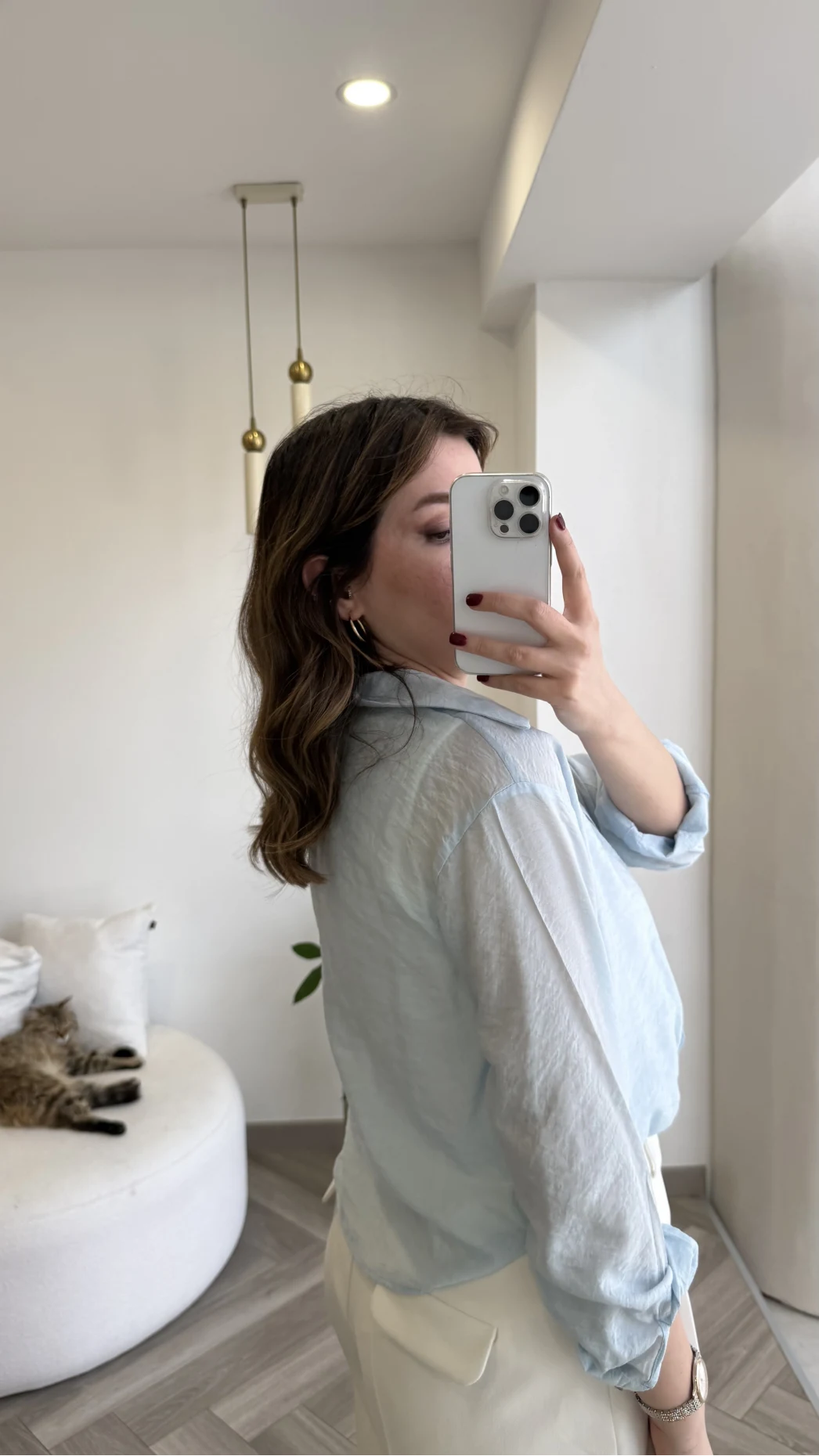 Aksesuar Detaylı Body Gömlek - Bebe Mavisi - Kod: 2016