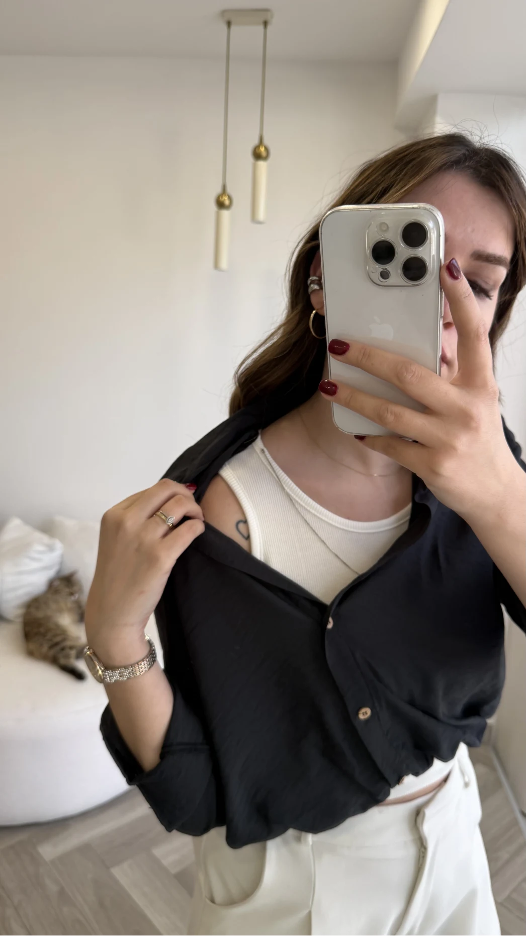 Aksesuar Detaylı Body Gömlek - Antrasit - Kod: 2016