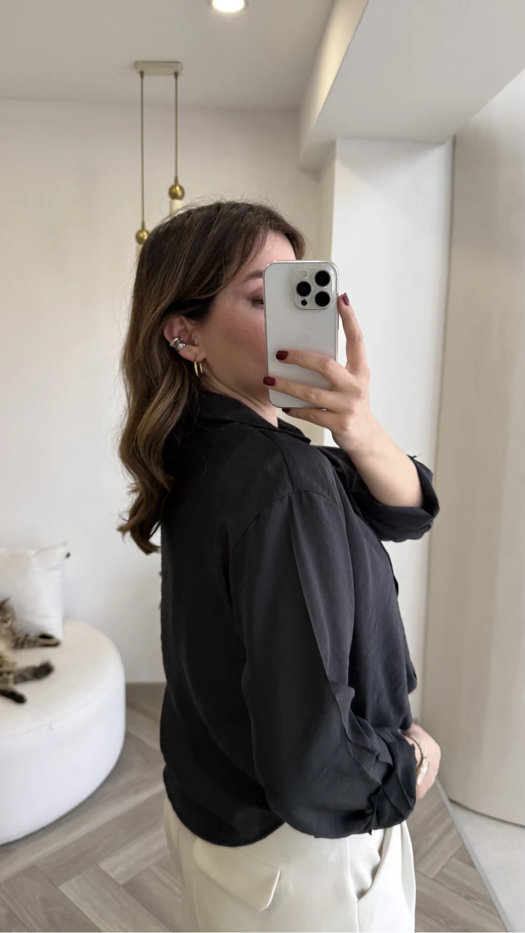 Aksesuar Detaylı Body Gömlek - Antrasit - Kod: 2016