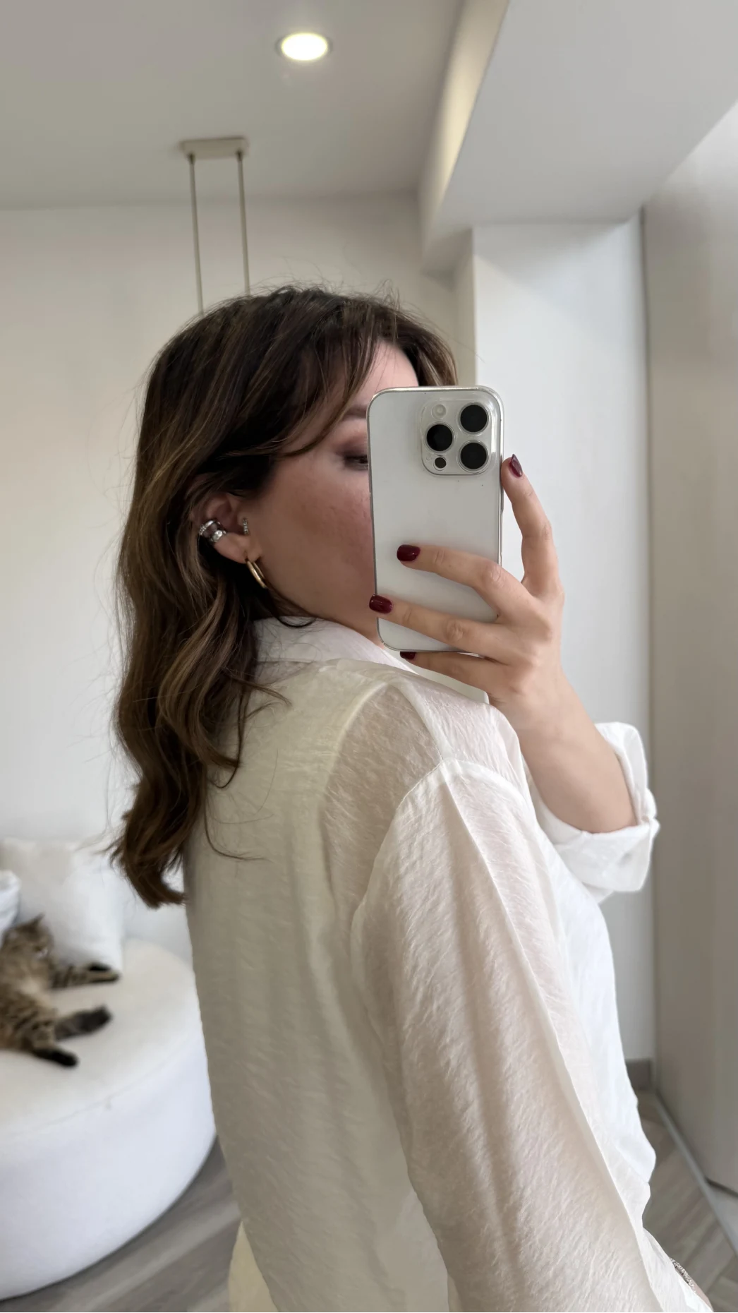 Aksesuar Detaylı Body Gömlek - Beyaz - Kod: 2016