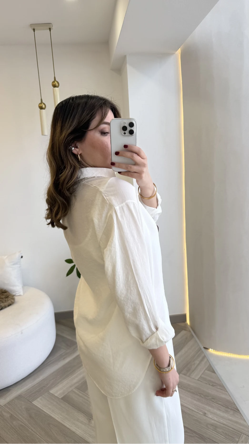 Pamuk Kumaş Fularlı Gömlek - Ekru