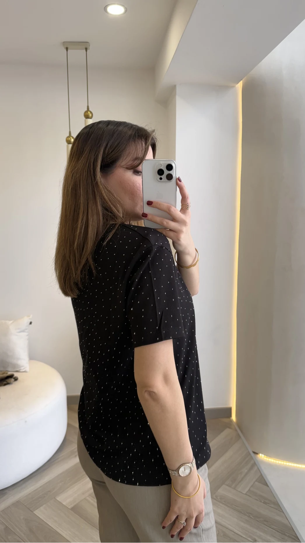 Sorrento Taşlı T-shirt - Siyah - Kod: 8491