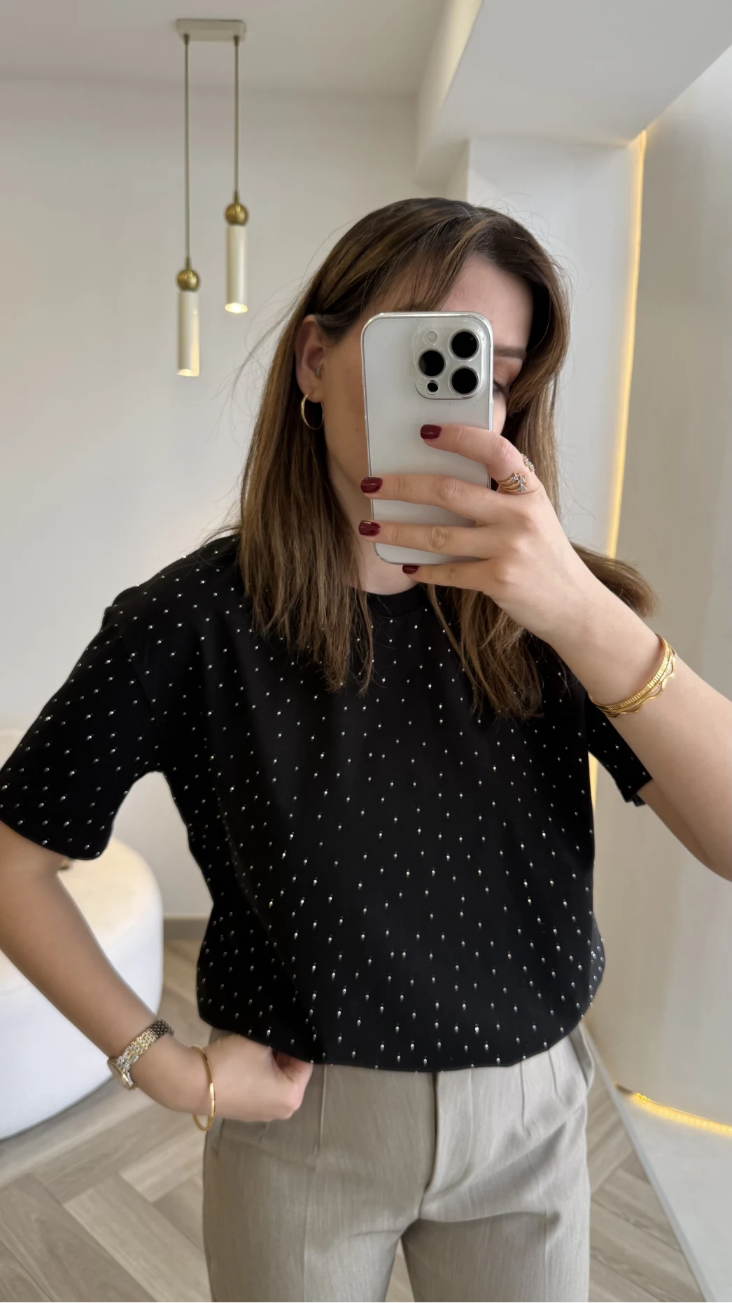 Sorrento Taşlı T-shirt - Siyah - Kod: 8491