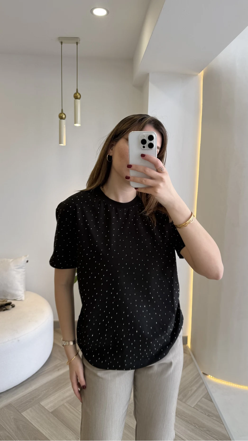 Sorrento Taşlı T-shirt - Siyah - Kod: 8491