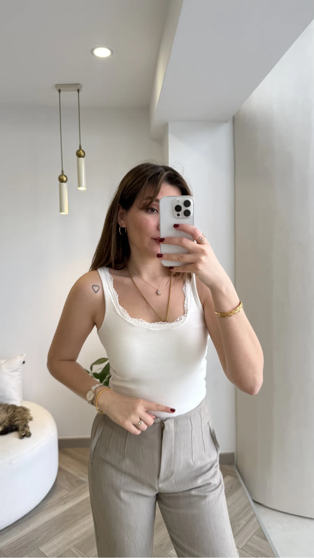 Dantel Detay Kalın Askılı Body - Ekru - Kod: 1053