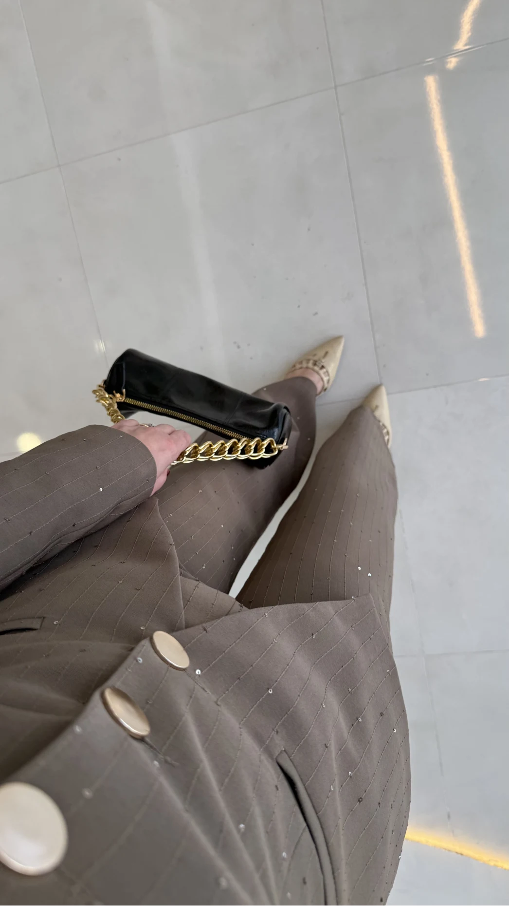 Sim ve Pul Detay Bağcıklı Ceket Pantolon Takım - Kahve - Kod: 80322