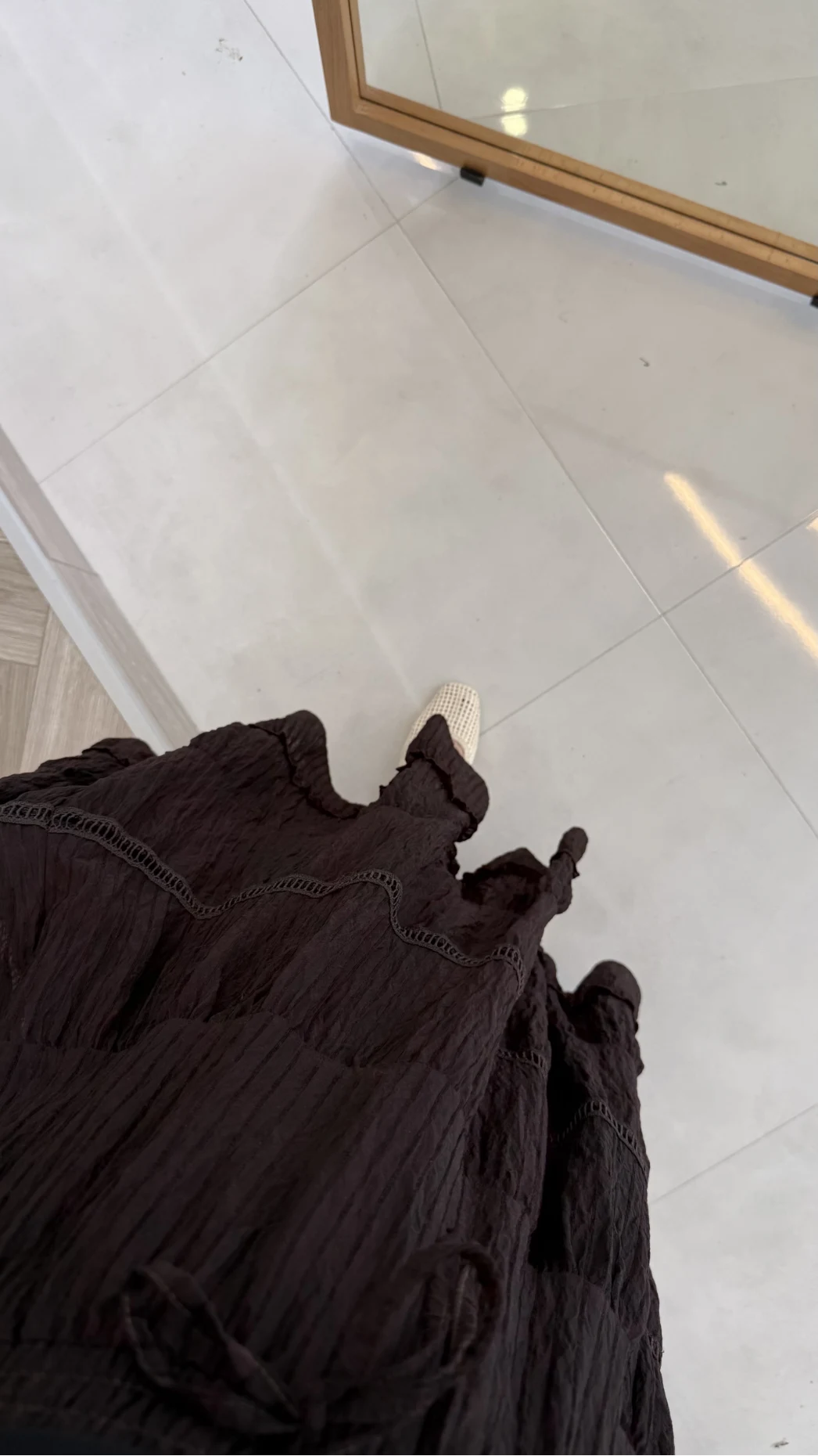 Ajur Şerit Detay Bürümcük Etek - Acı Kahve - Kod: 5056