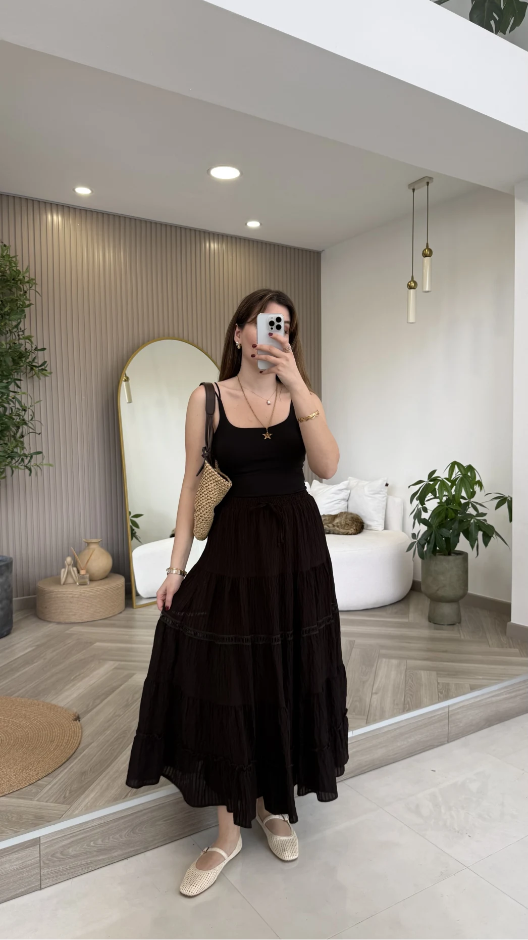 Ajur Şerit Detay Bürümcük Etek - Acı Kahve - Kod: 5056