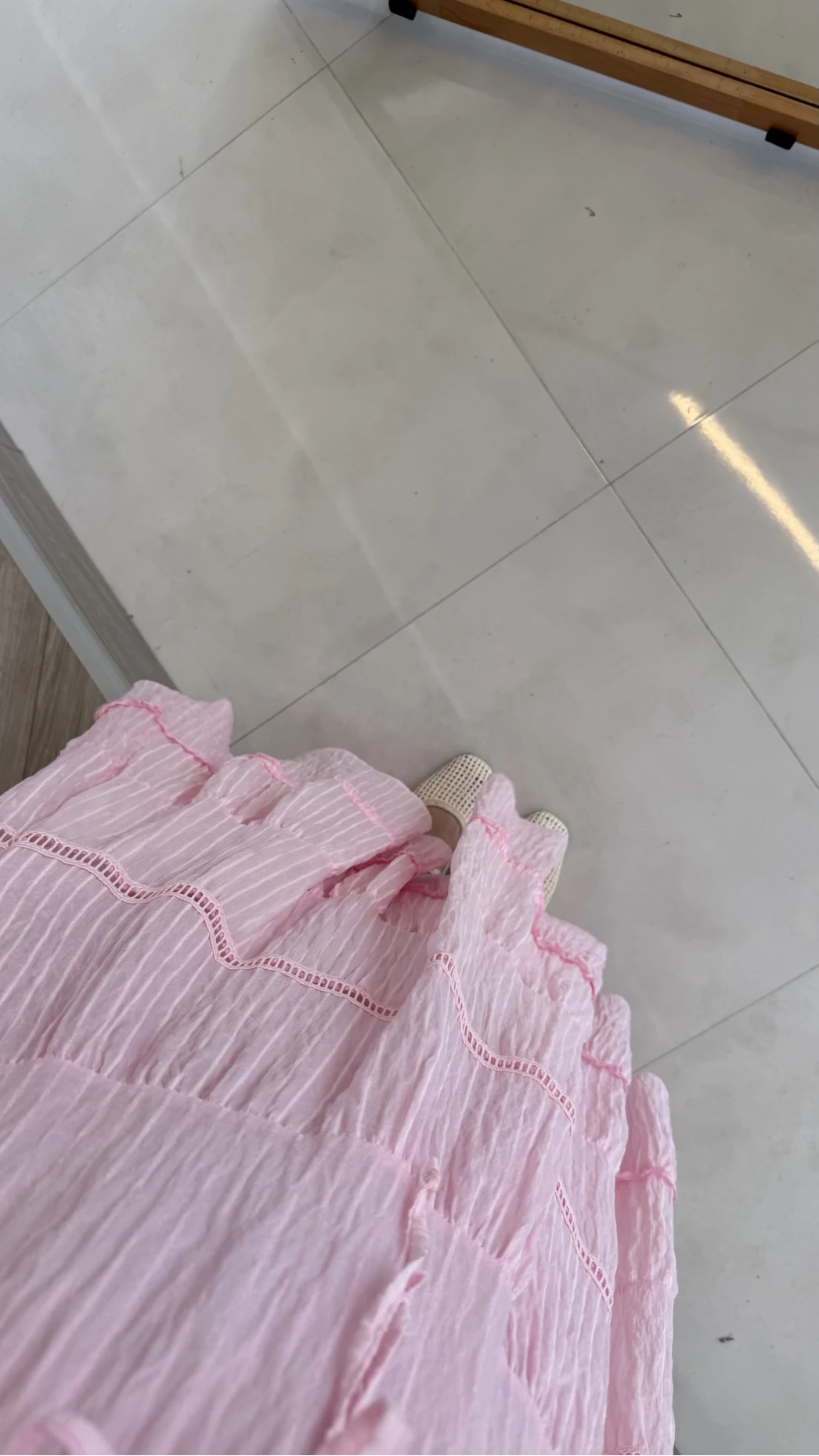 Ajur Şerit Detay Bürümcük Etek - Pembe - Kod: 5056