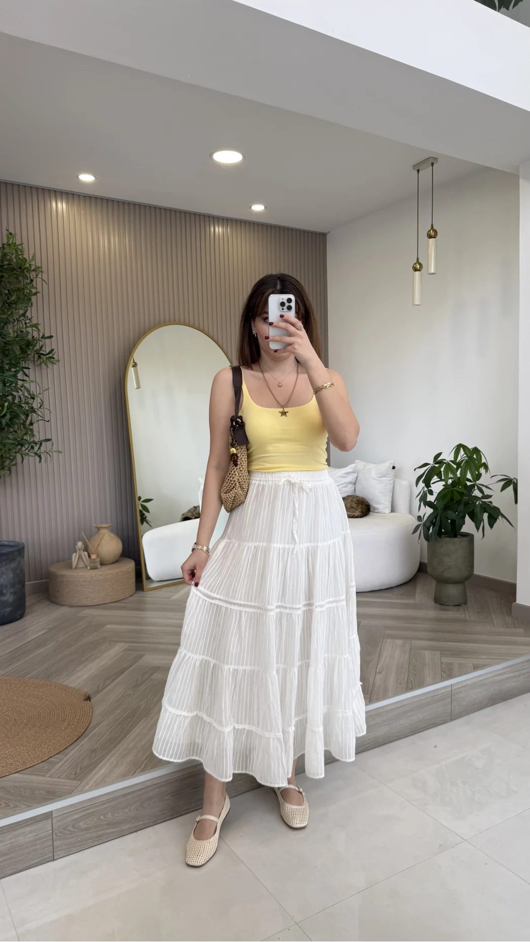 Ajur Şerit Detay Bürümcük Etek - Ekru - Kod: 5056