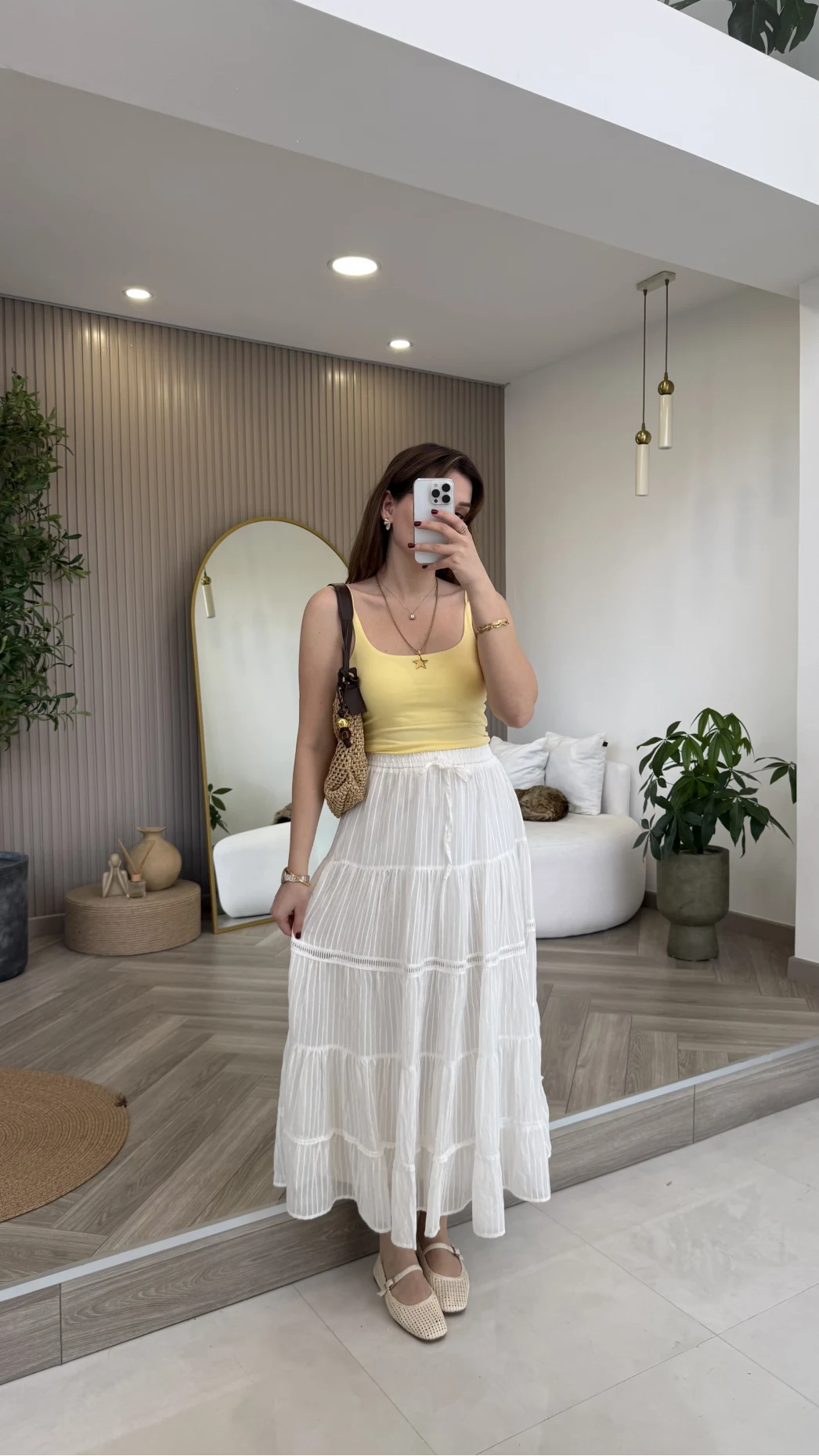 Ajur Şerit Detay Bürümcük Etek - Ekru - Kod: 5056