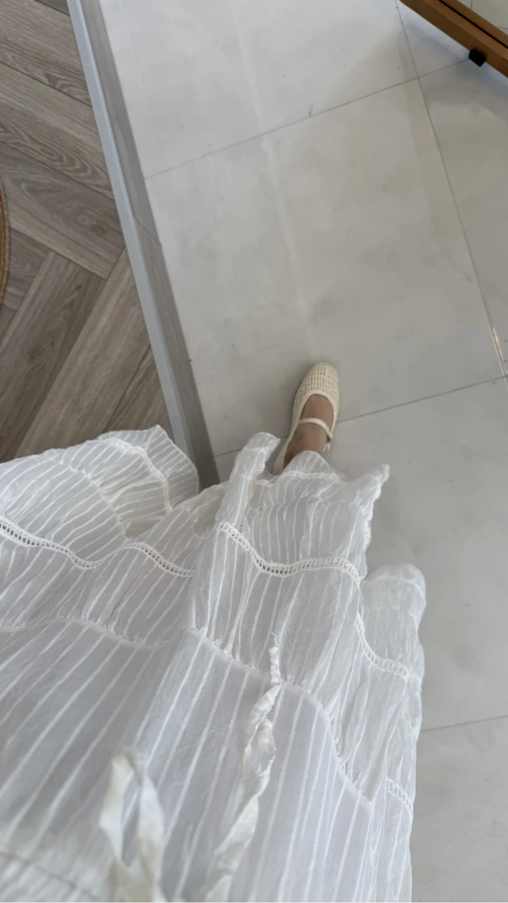 Ajur Şerit Detay Bürümcük Etek - Ekru - Kod: 5056