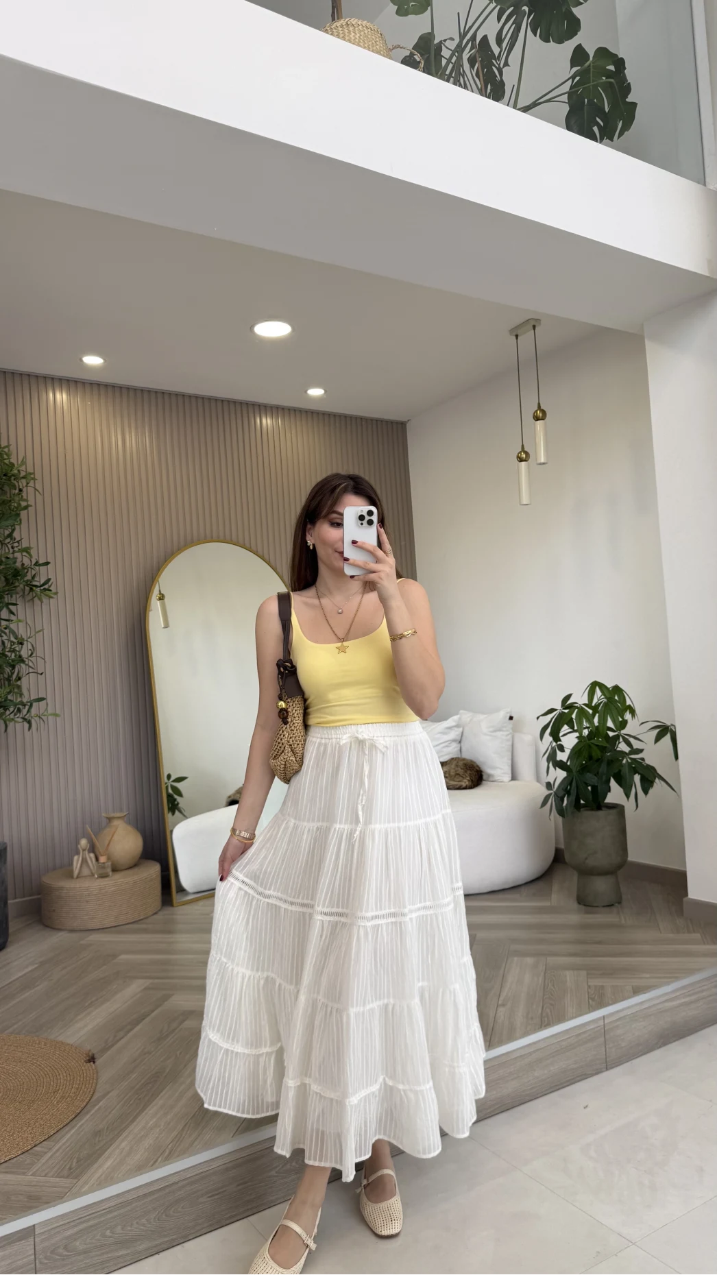 Ajur Şerit Detay Bürümcük Etek - Ekru - Kod: 5056