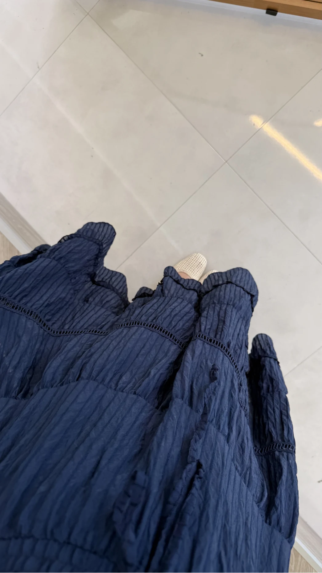 Ajur Şerit Detay Bürümcük Etek - Lacivert - Kod: 5056