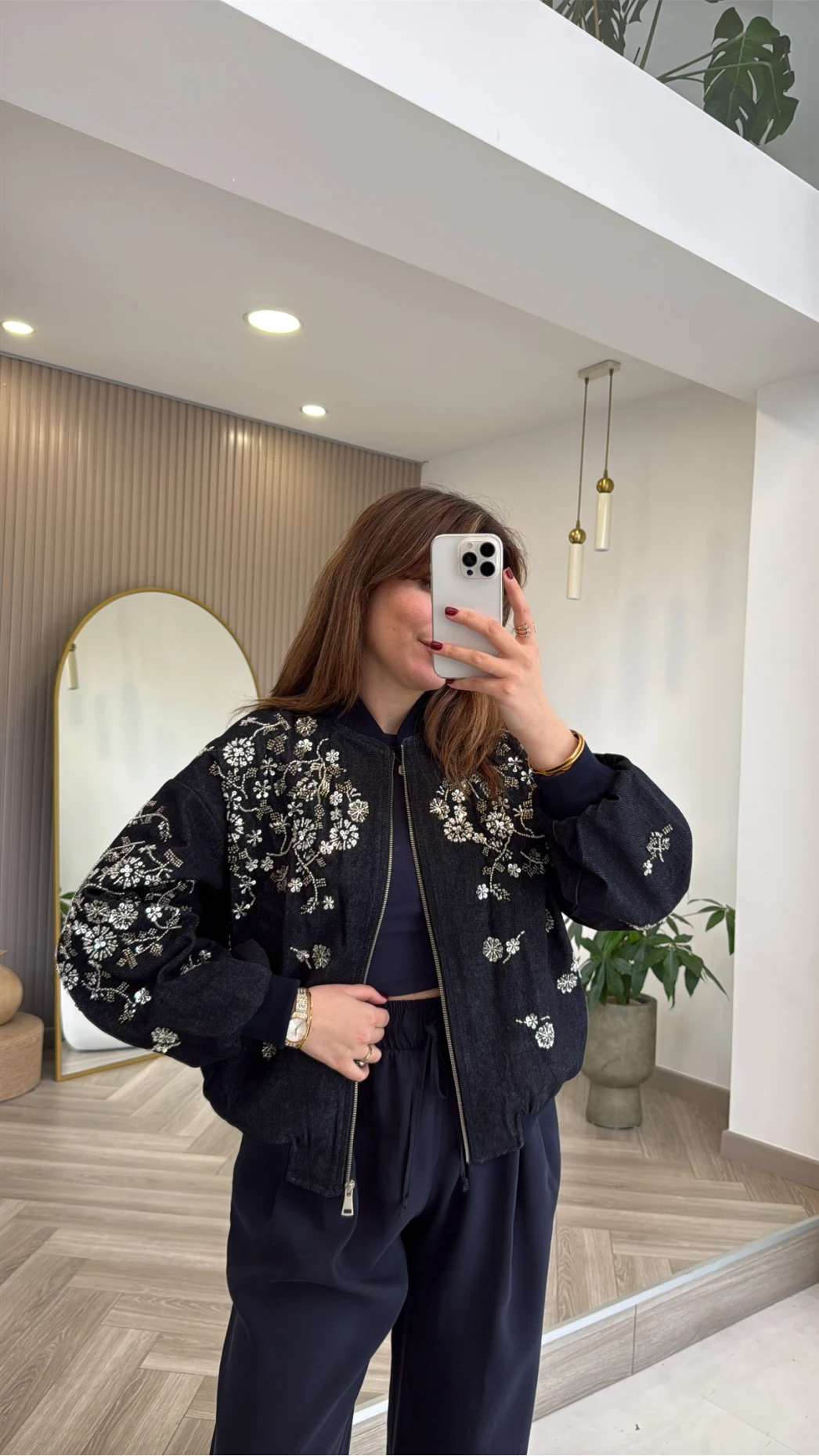 Premium Taş Pul Detaylı Pamuklu Ceket - Lacivert - Kod: 99927