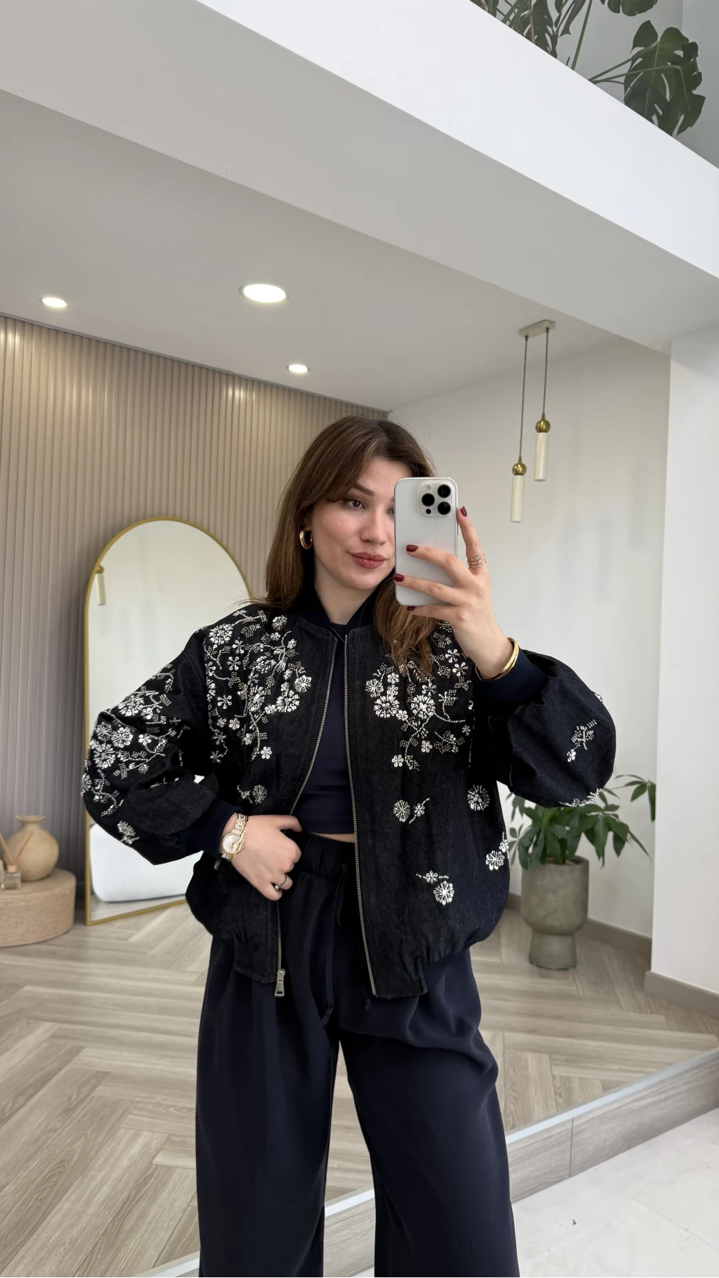 Premium Taş Pul Detaylı Pamuklu Ceket - Lacivert - Kod: 99927