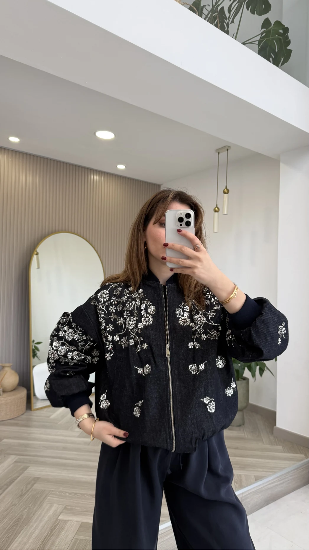 Premium Taş Pul Detaylı Pamuklu Ceket - Lacivert - Kod: 99927