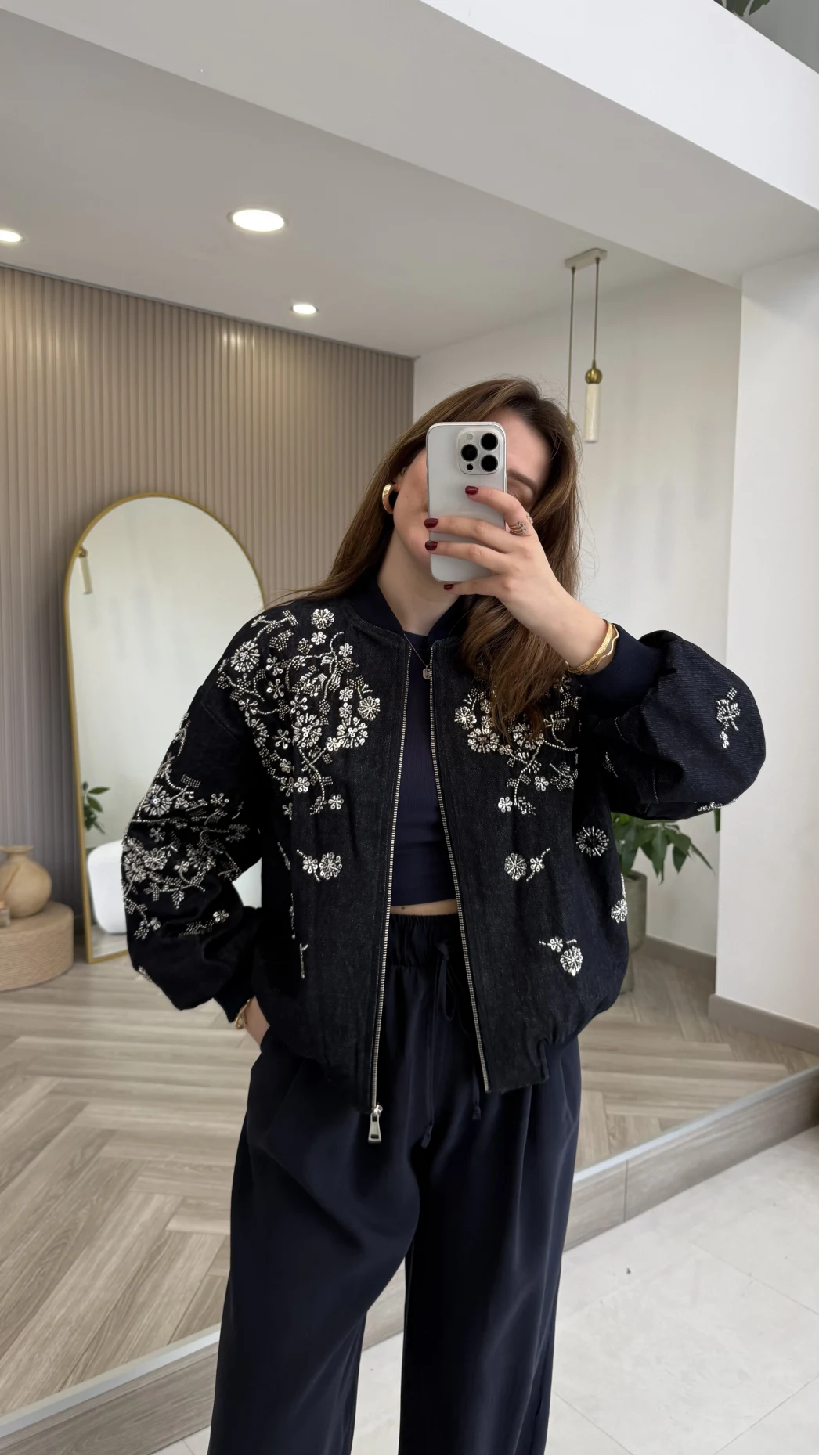 Premium Taş Pul Detaylı Pamuklu Ceket - Lacivert - Kod: 99927