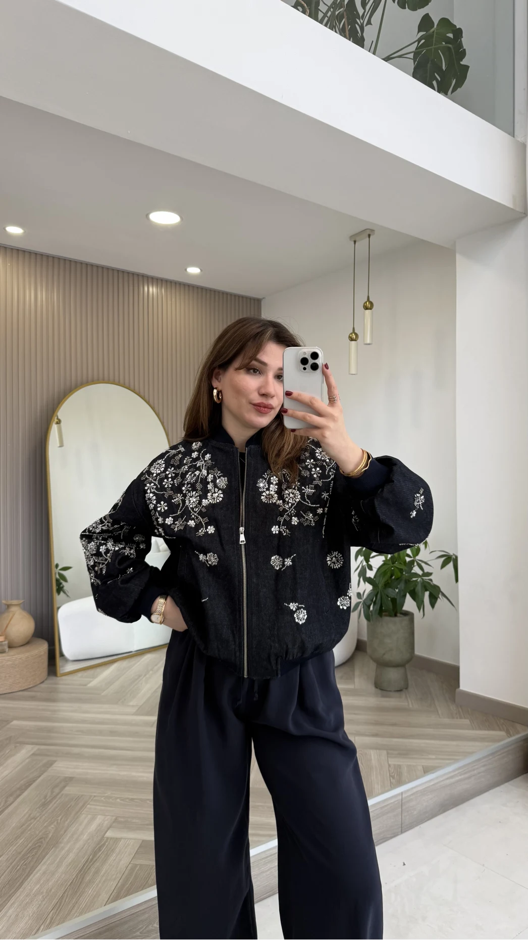 Premium Taş Pul Detaylı Pamuklu Ceket - Lacivert - Kod: 99927