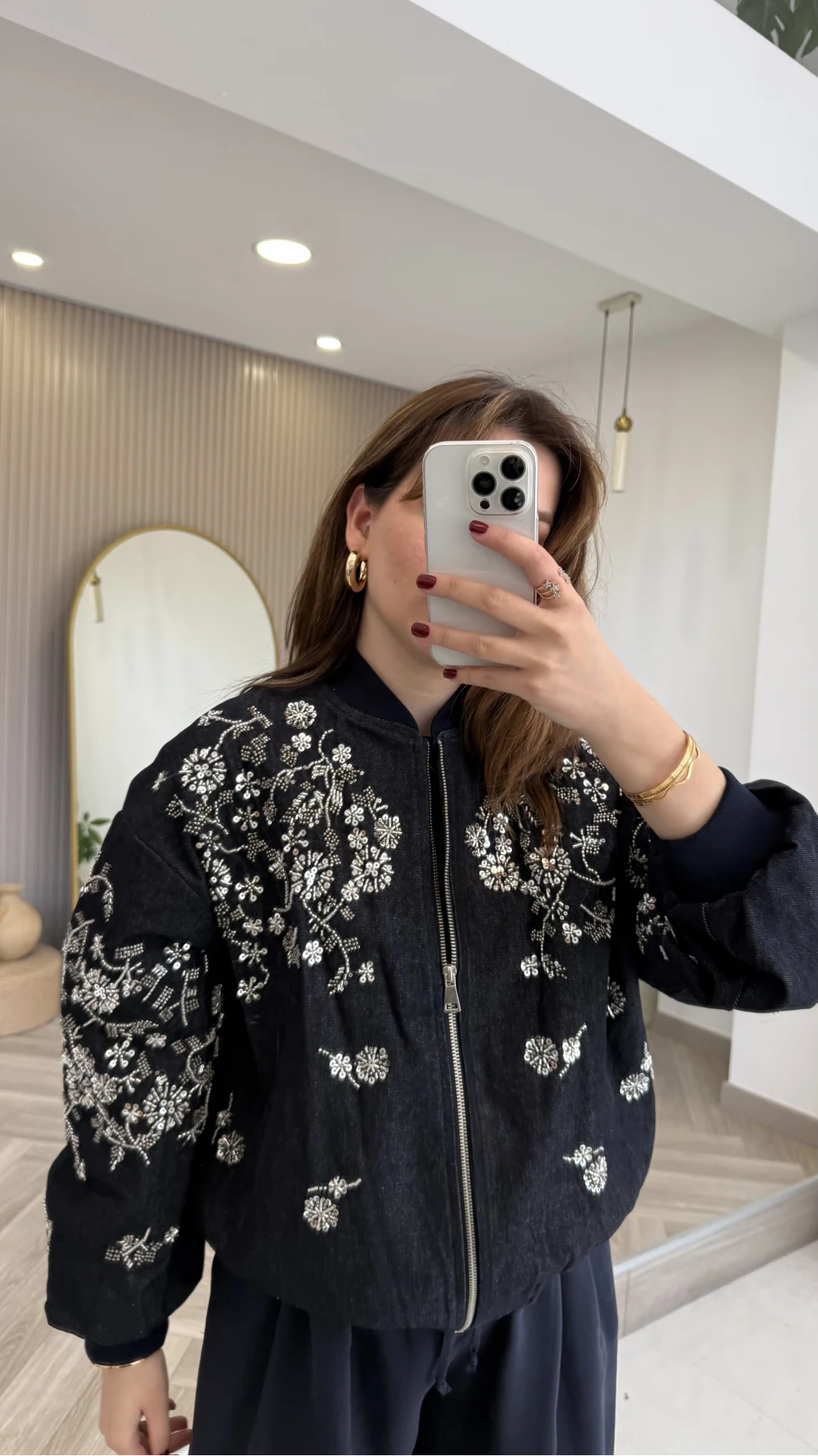 Premium Taş Pul Detaylı Pamuklu Ceket - Lacivert - Kod: 99927