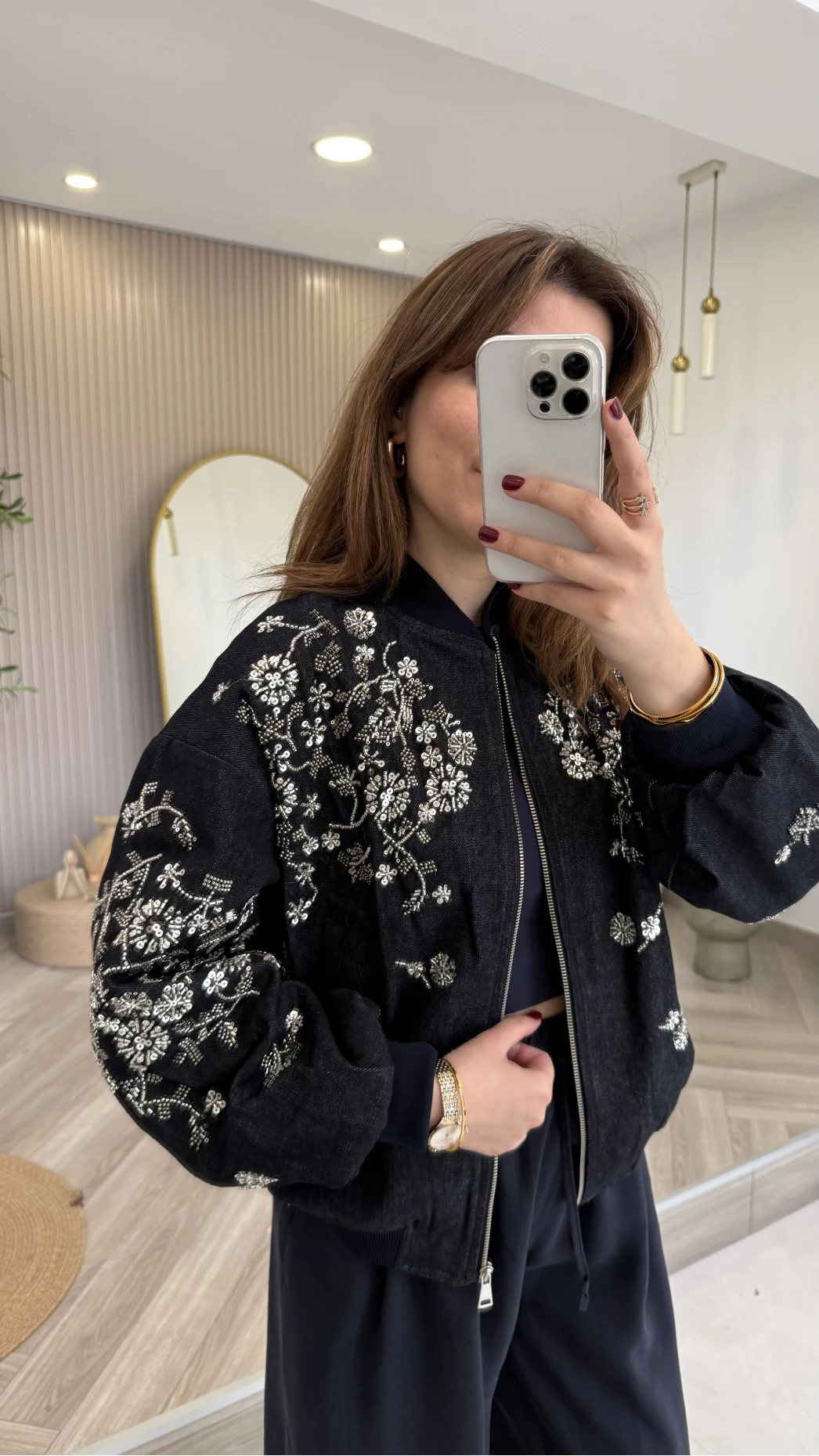 Premium Taş Pul Detaylı Pamuklu Ceket - Lacivert - Kod: 99927