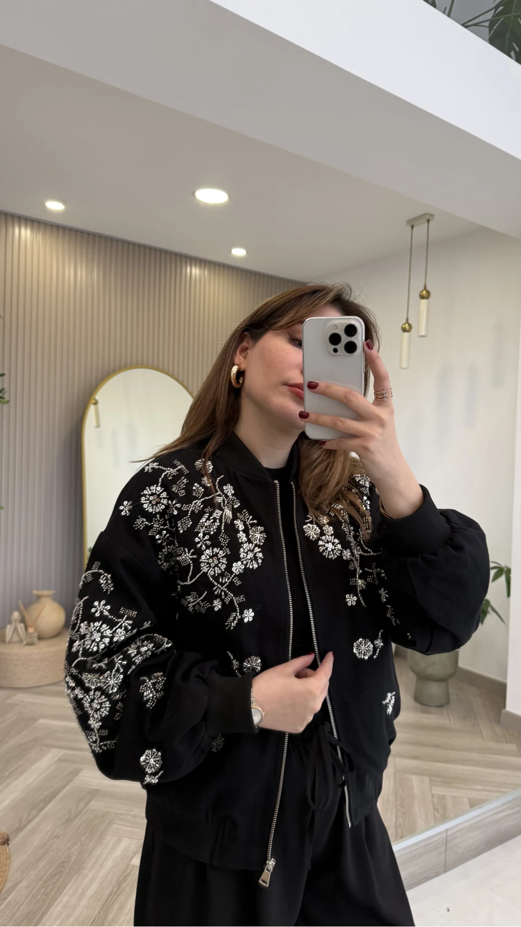 Premium Taş Pul Detaylı Pamuklu Ceket - Siyah - Kod: 99927