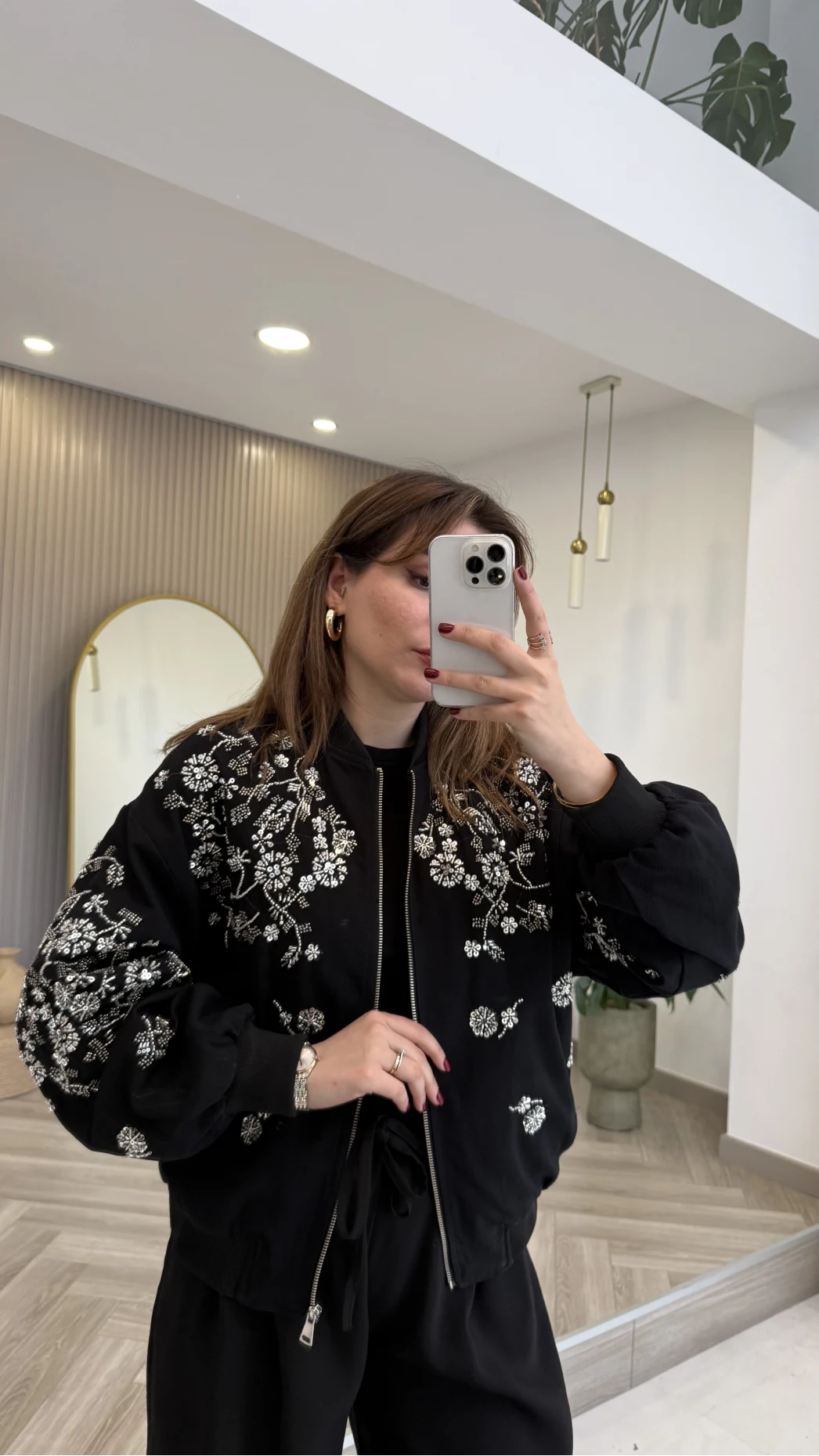 Premium Taş Pul Detaylı Pamuklu Ceket - Siyah - Kod: 99927