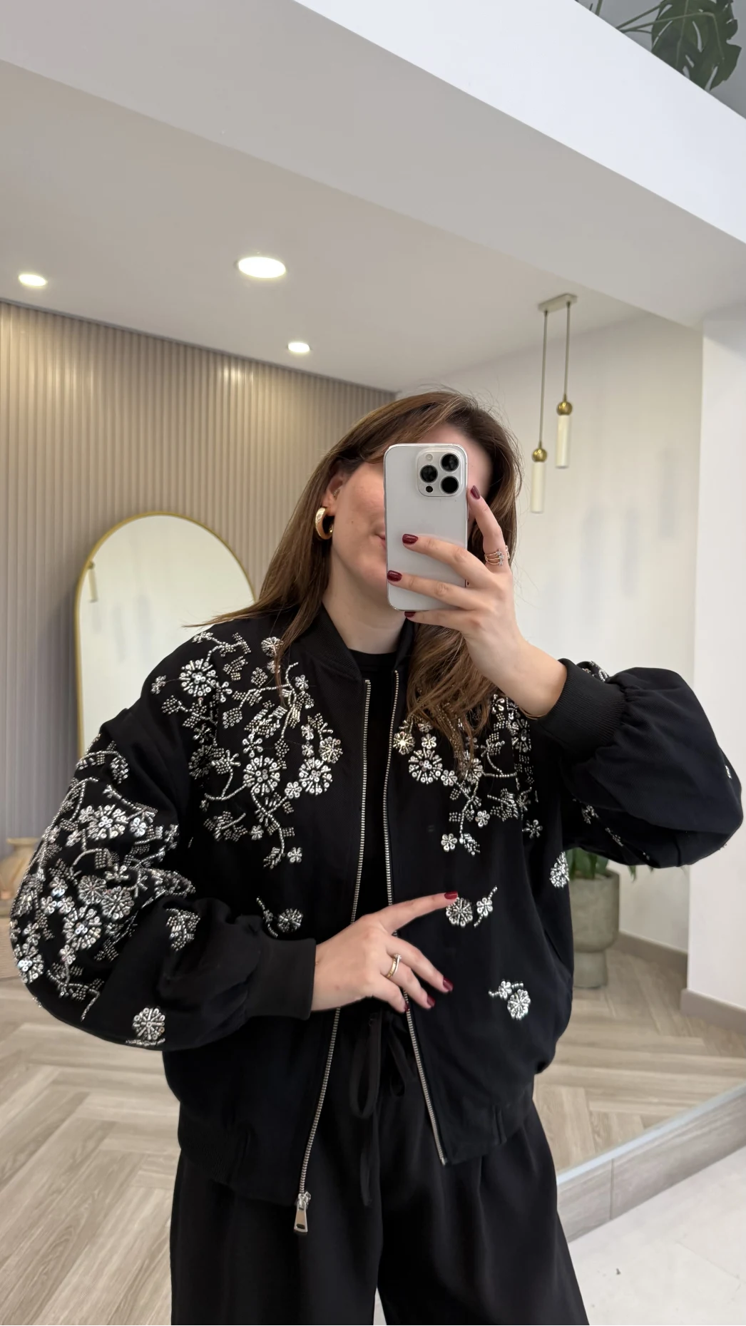 Premium Taş Pul Detaylı Pamuklu Ceket - Siyah - Kod: 99927