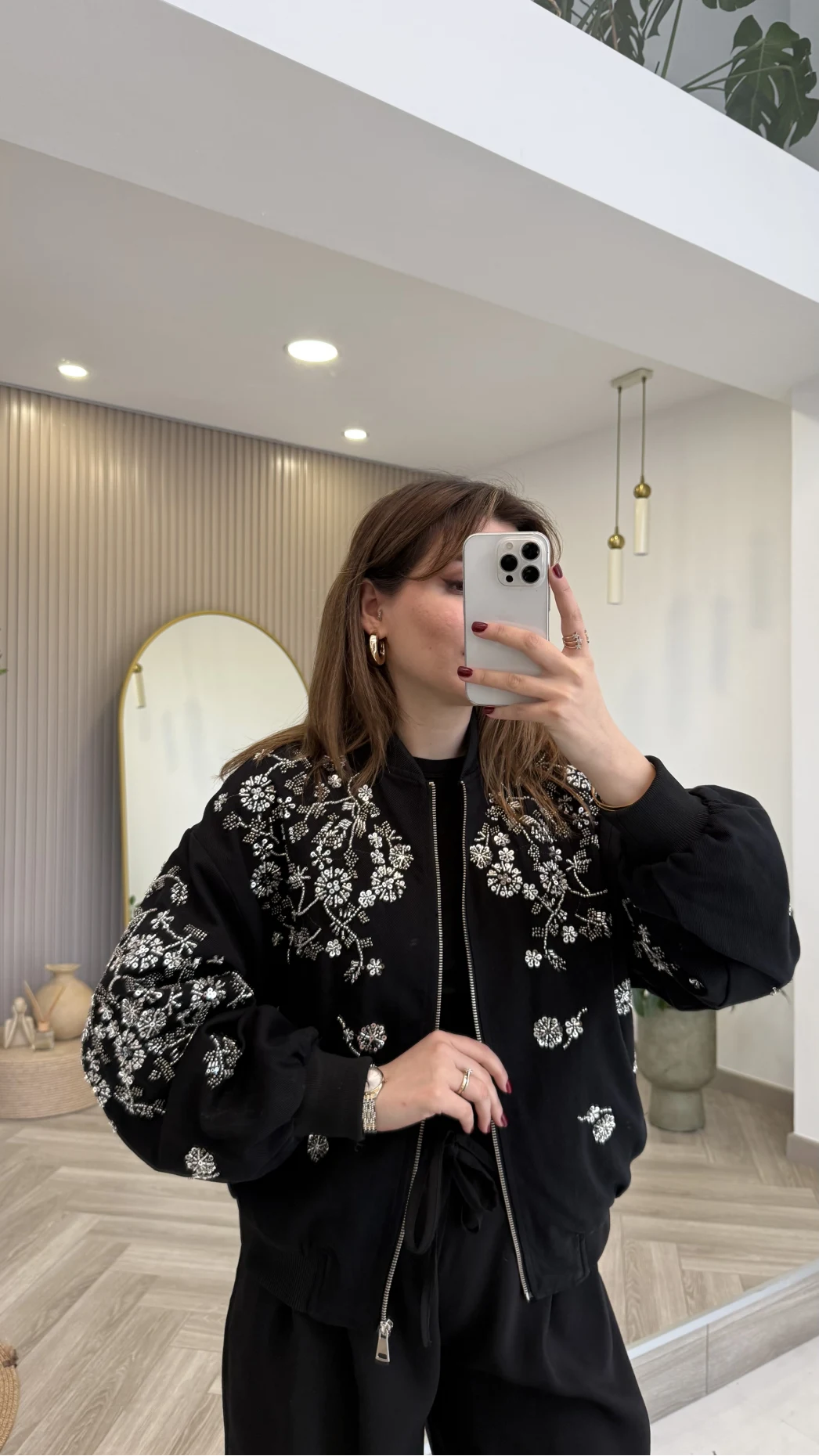 Premium Taş Pul Detaylı Pamuklu Ceket - Siyah - Kod: 99927