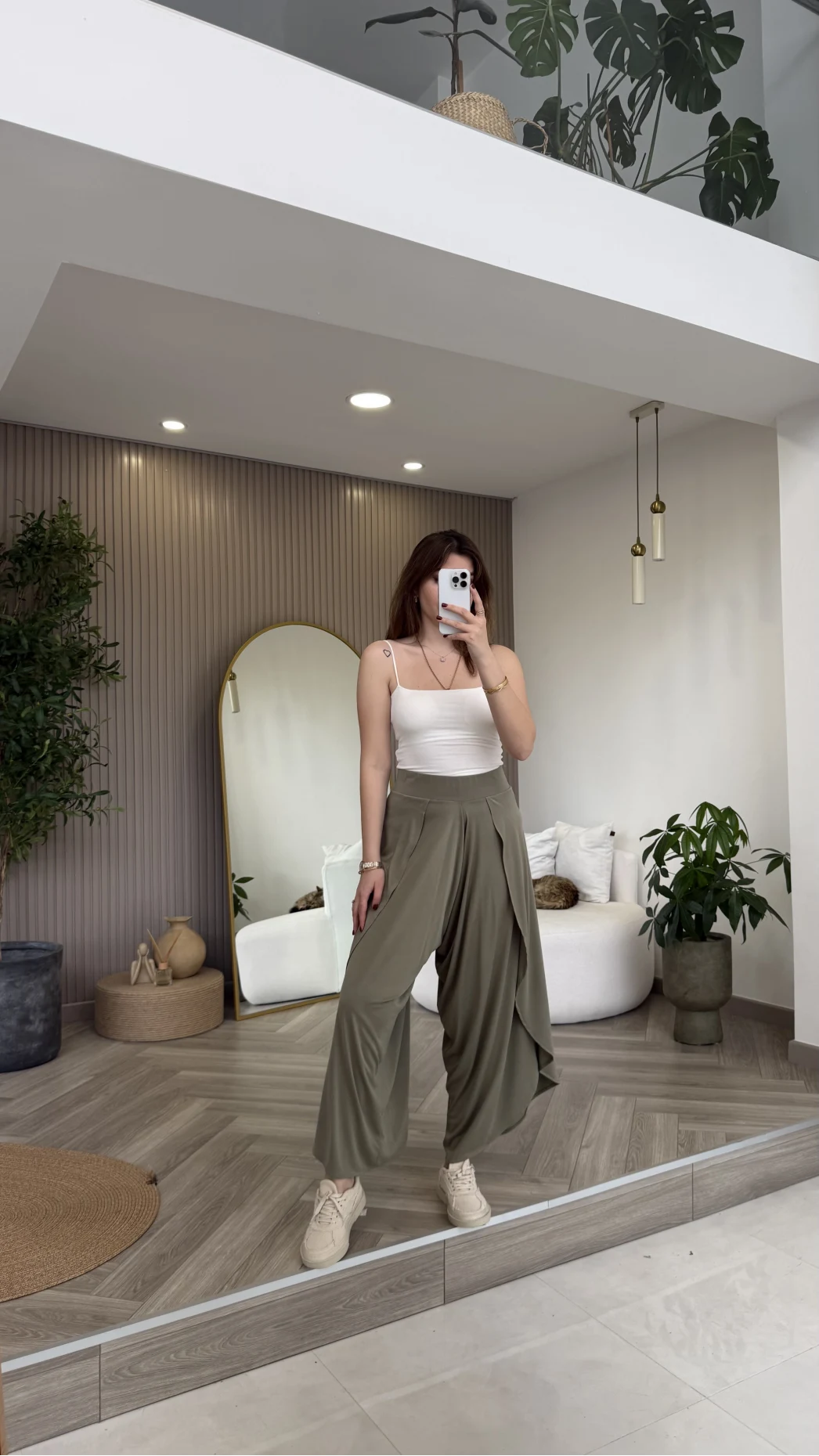 Yırtmaçlı Şalvar Pantolon - Haki - Kod: 51147