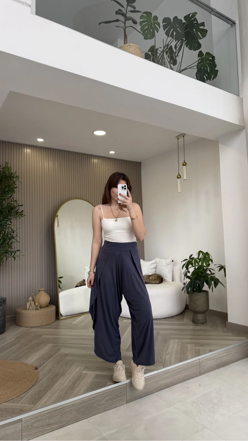 Yırtmaçlı Şalvar Pantolon - Mavi - Kod: 51147