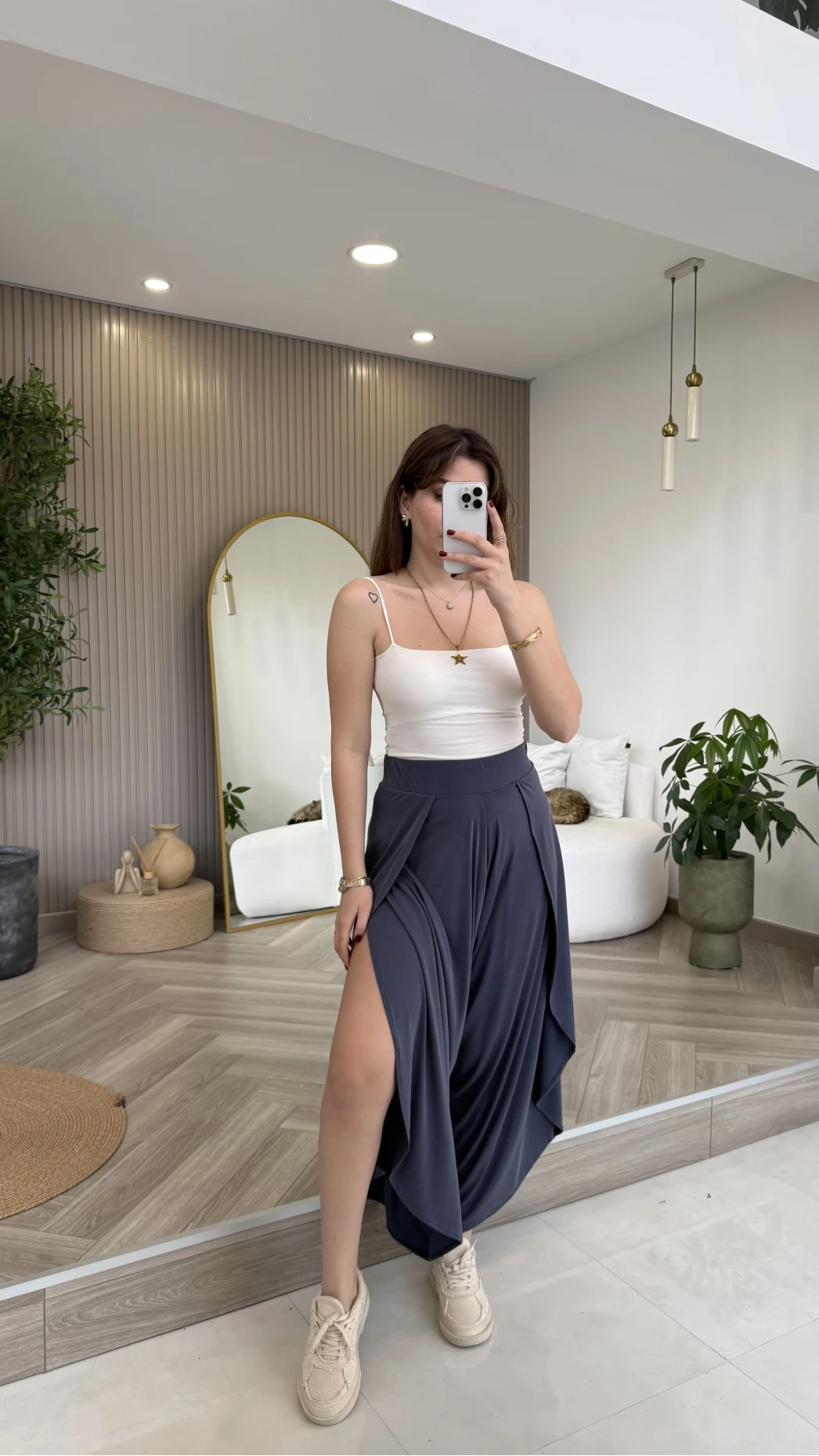 Yırtmaçlı Şalvar Pantolon - Mavi - Kod: 51147