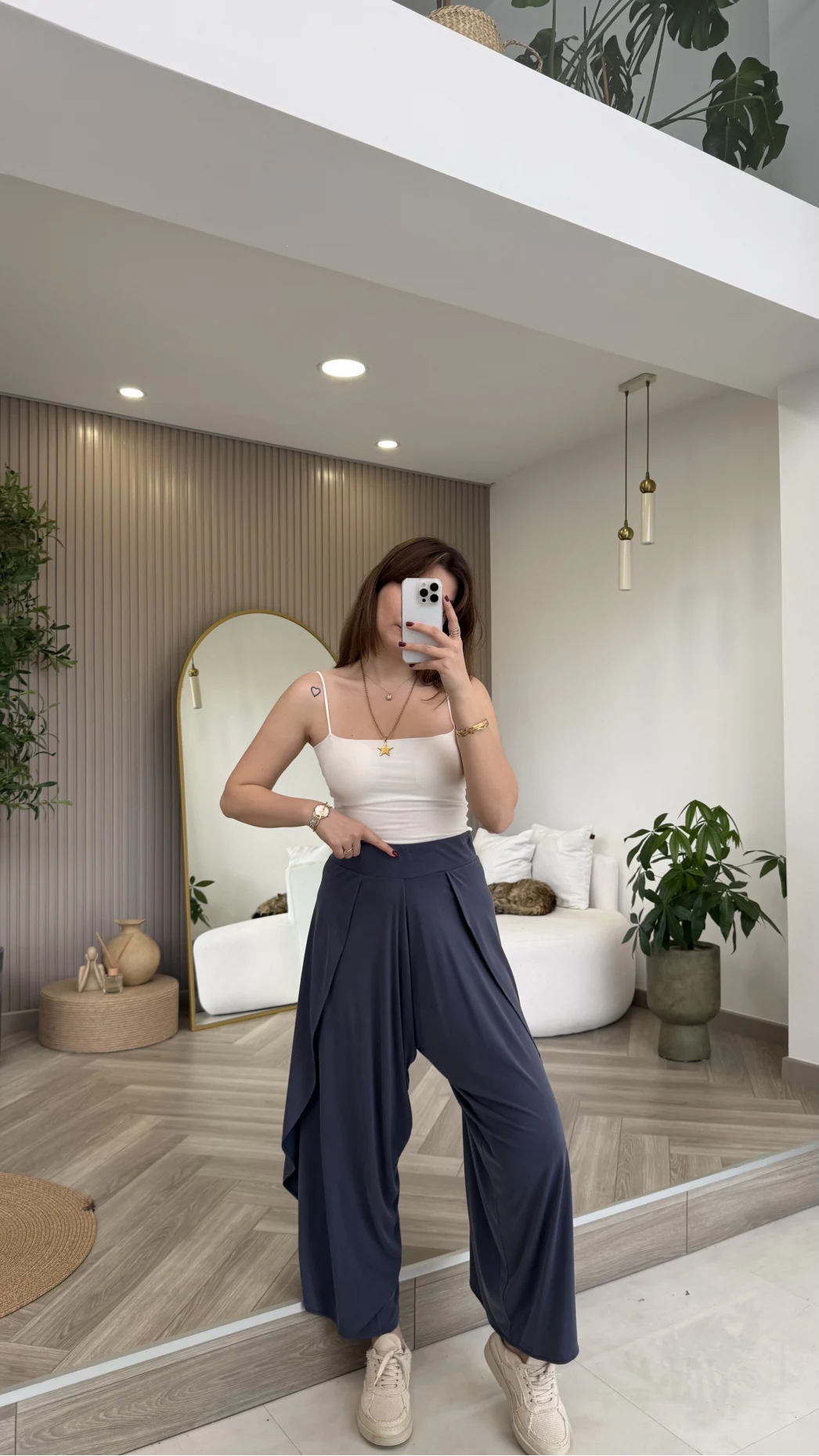 Yırtmaçlı Şalvar Pantolon - Mavi - Kod: 51147