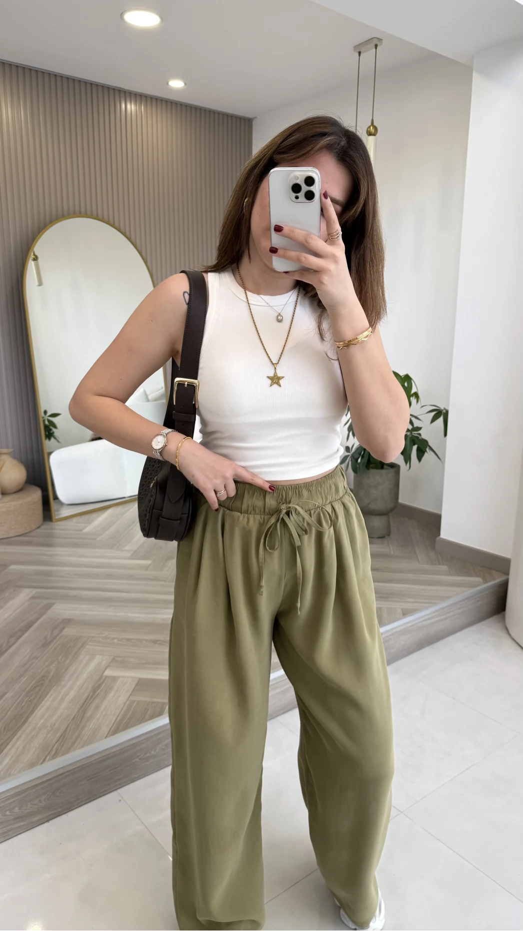 Menessa Bol Paça Beli Lastikli Pantolon - Çağla - Kod: 3720