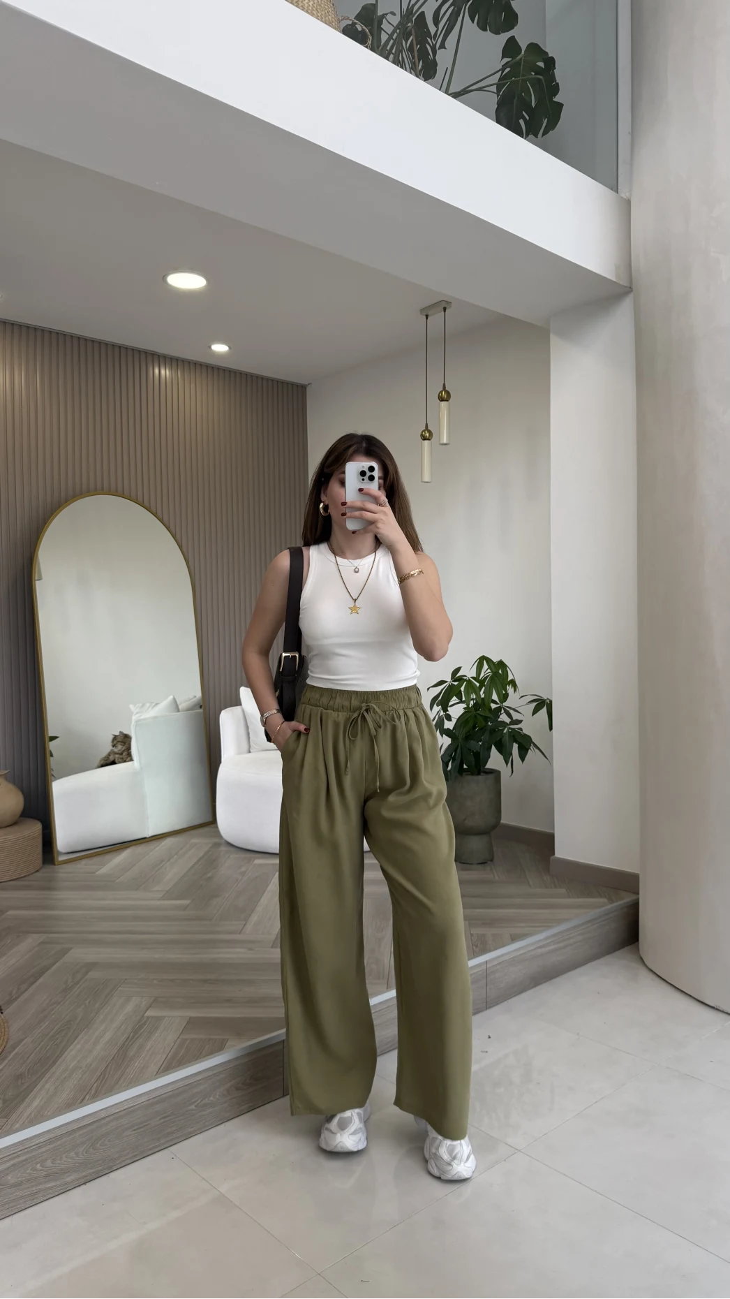 Menessa Bol Paça Beli Lastikli Pantolon - Çağla - Kod: 3720