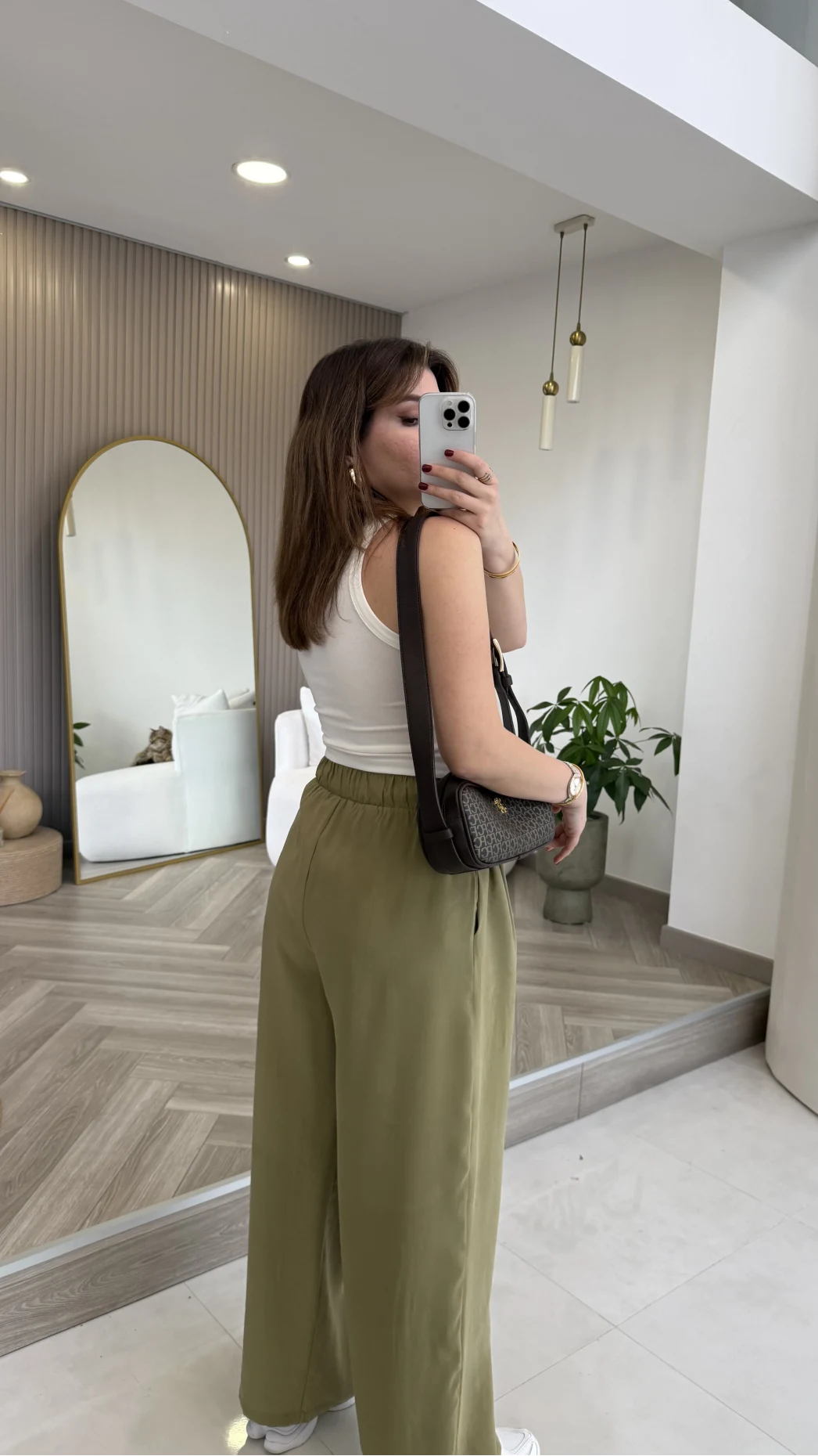 Menessa Bol Paça Beli Lastikli Pantolon - Çağla - Kod: 3720