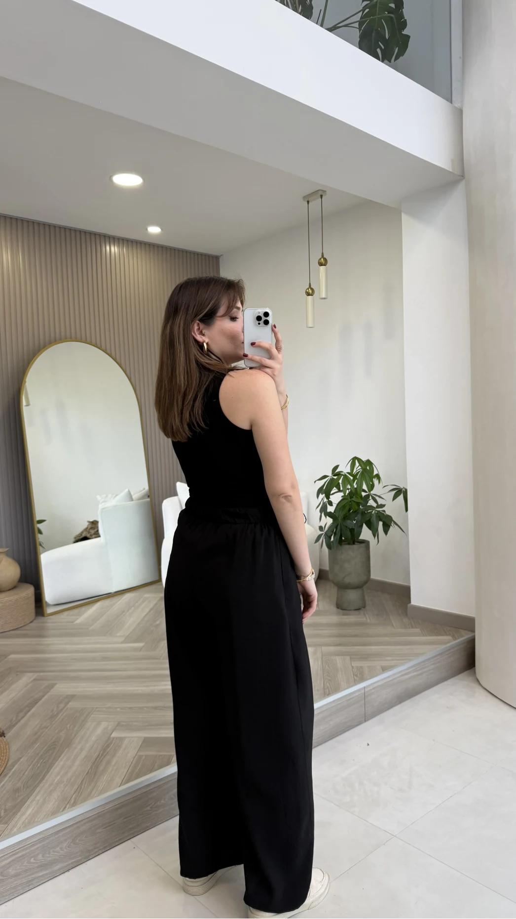 Menessa Bol Paça Beli Lastikli Pantolon - Siyah - Kod: 3720