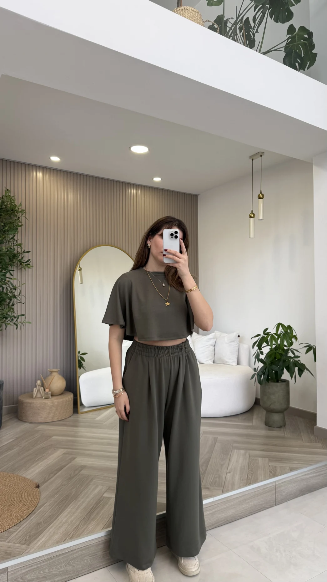 Oys Yarasa Kol Oval Kesim Eşofman Takım - Haki - Kod: 1126