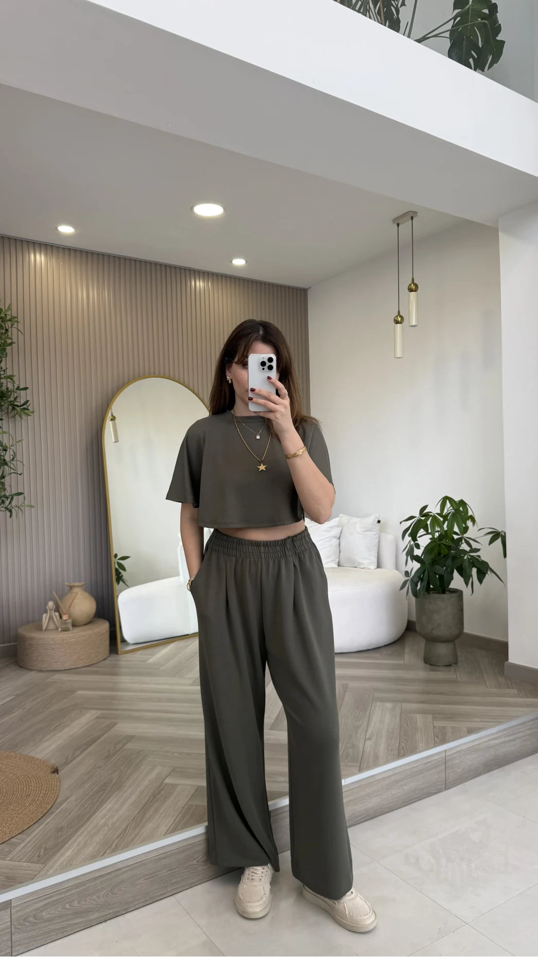 Oys Yarasa Kol Oval Kesim Eşofman Takım - Haki - Kod: 1126