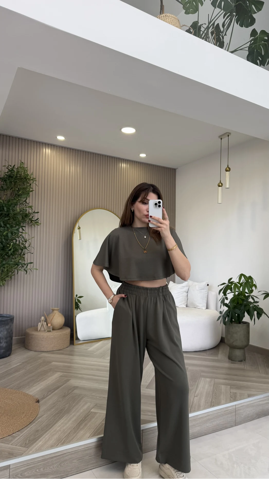 Oys Yarasa Kol Oval Kesim Eşofman Takım - Haki - Kod: 1126