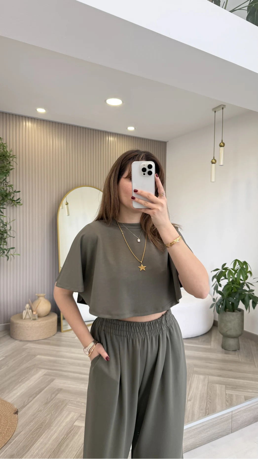 Oys Yarasa Kol Oval Kesim Eşofman Takım - Haki - Kod: 1126