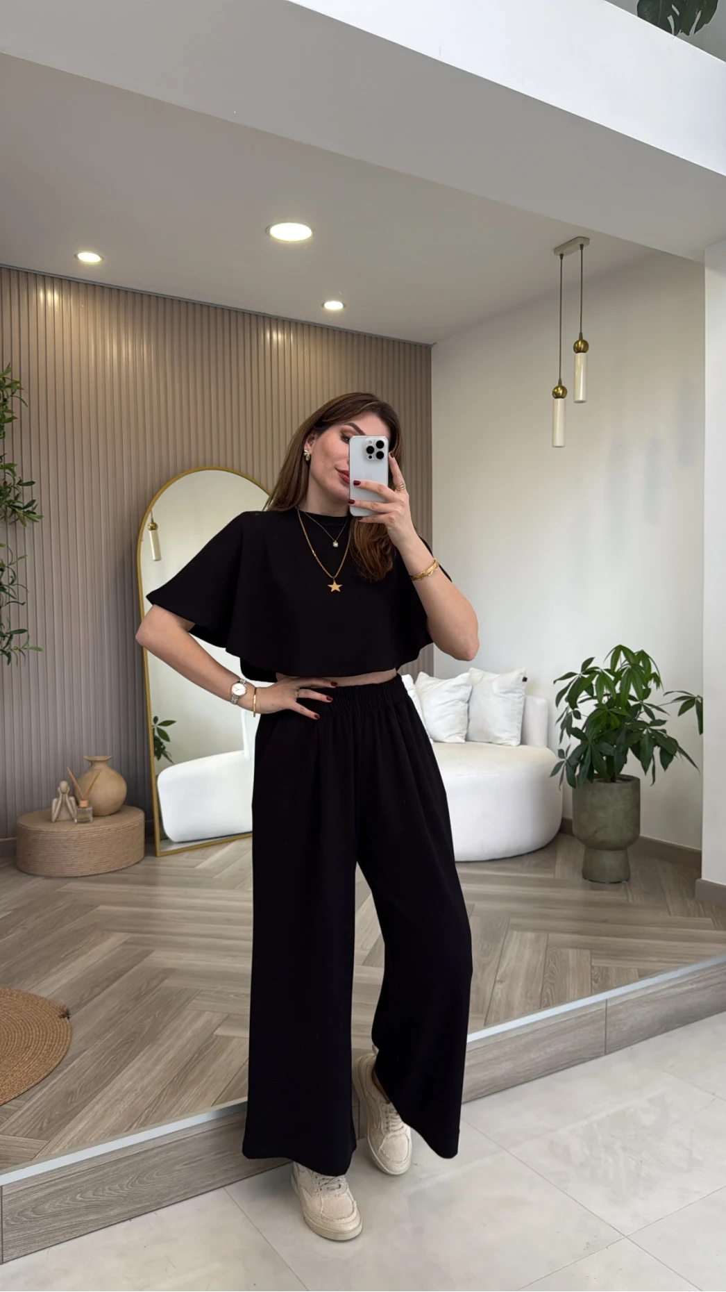 Oys Yarasa Kol Oval Kesim Eşofman Takım - Siyah - Kod: 1126