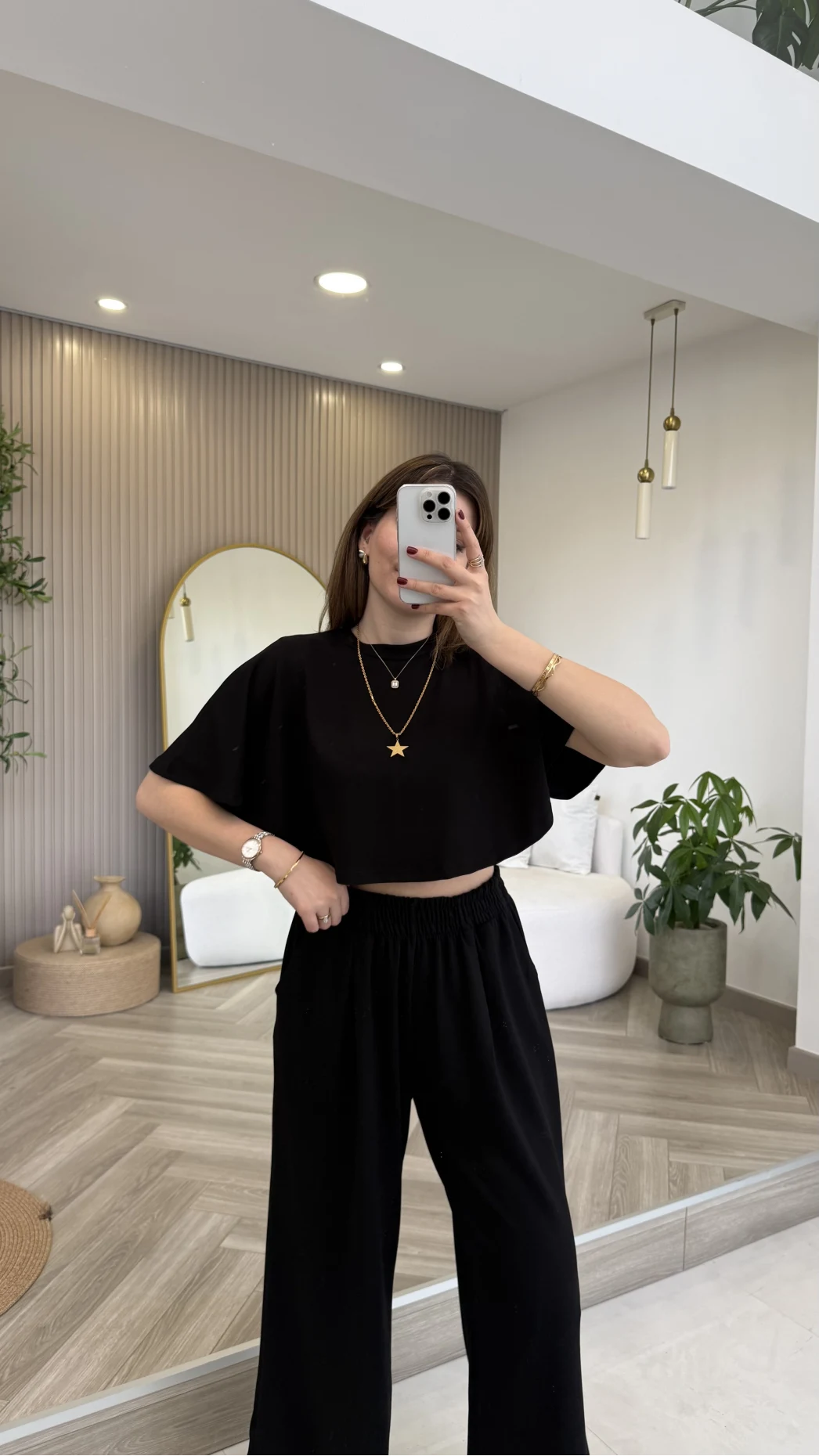 Oys Yarasa Kol Oval Kesim Eşofman Takım - Siyah - Kod: 1126