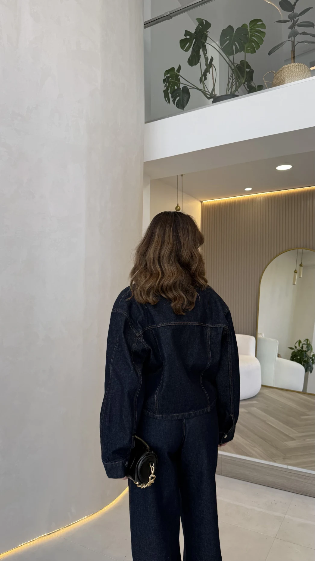 Fancy Pamuk Kumaş V Yaka Kot Denim Ceket Takım - Kod: 0956